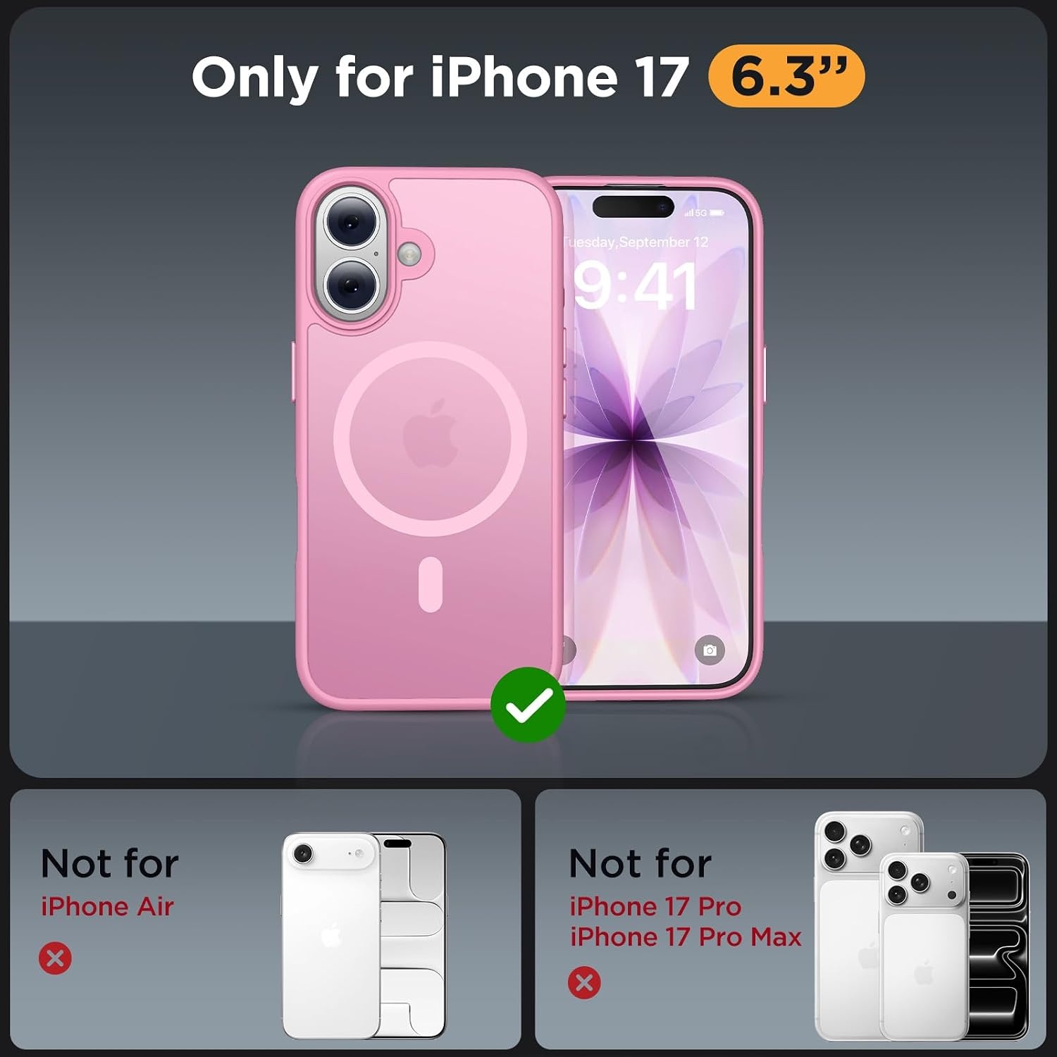image:imageMiracase for iPhone 16 Pro Max Matte Series Case Magnetic LavenderLight Pink