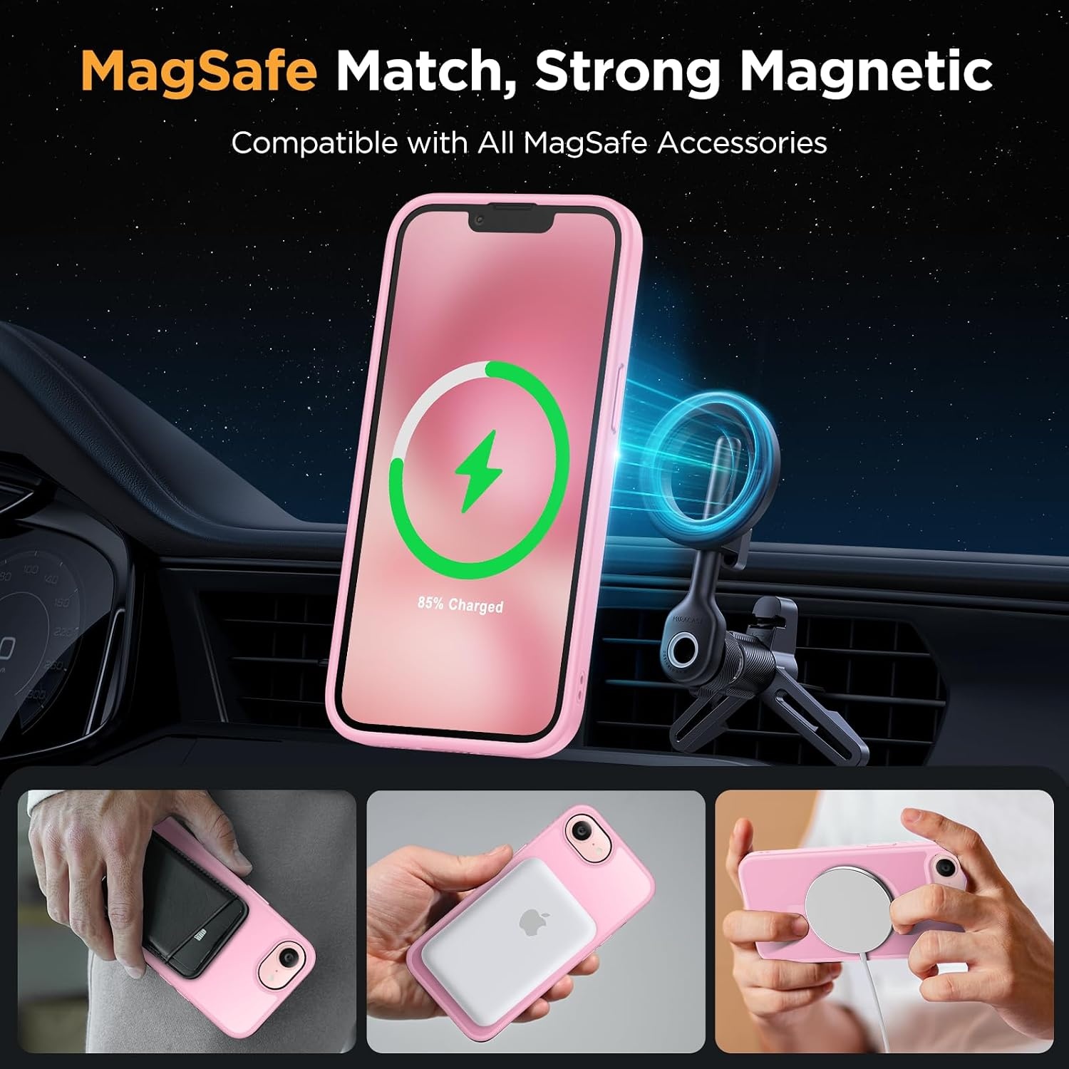 image:imageMiracase for iPhone 16 Pro Max Matte Series Case Magnetic LavenderLight Pink