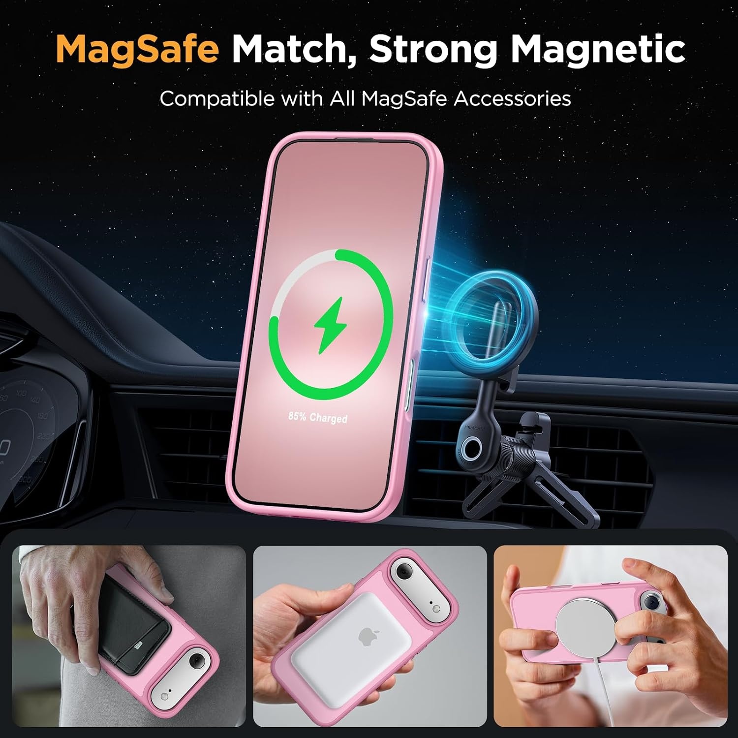 image:imageMiracase for iPhone 16 Pro Max Matte Series Case Magnetic LavenderLight Pink