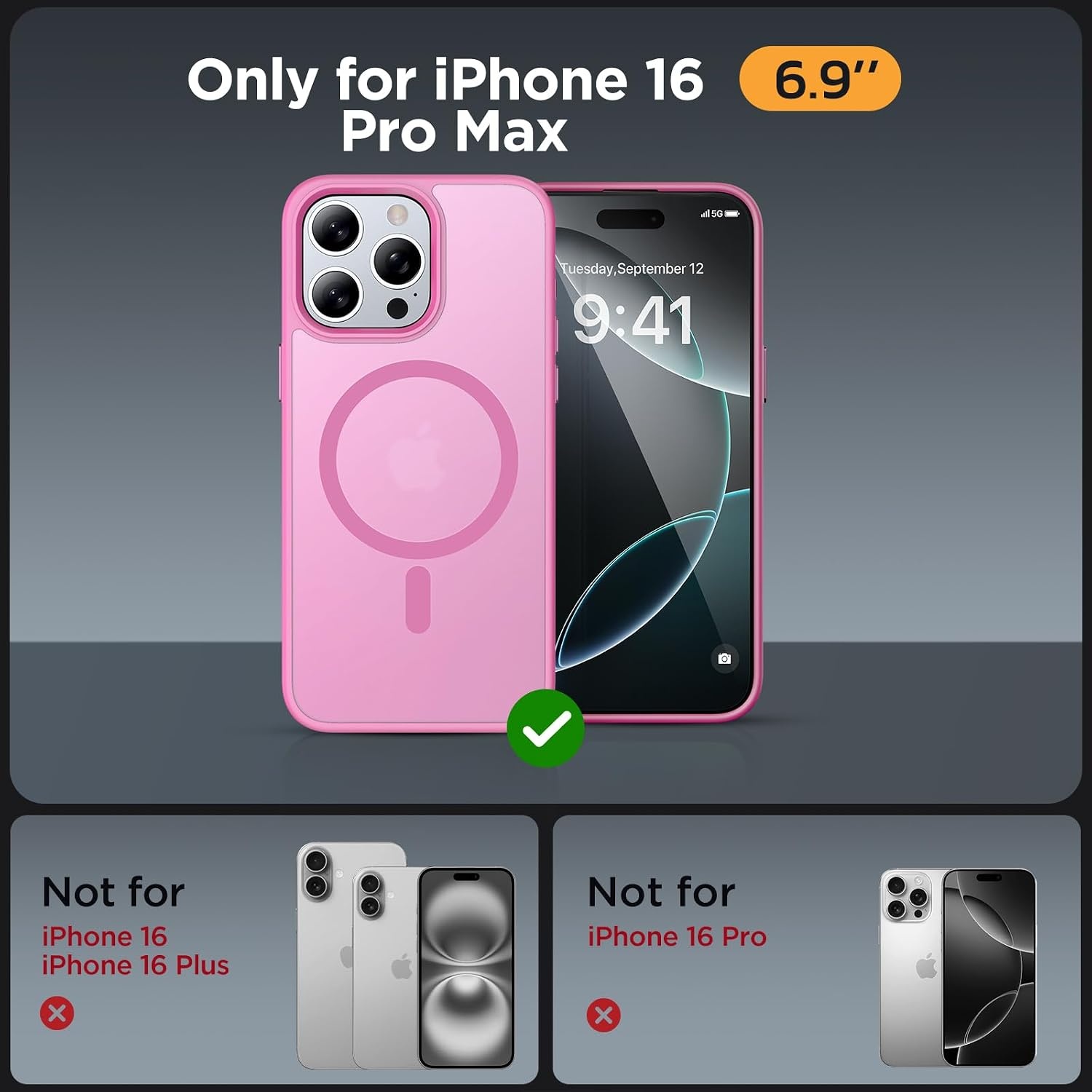 image:imageMiracase for iPhone 16 Pro Max Matte Series Case Magnetic LavenderLight Pink