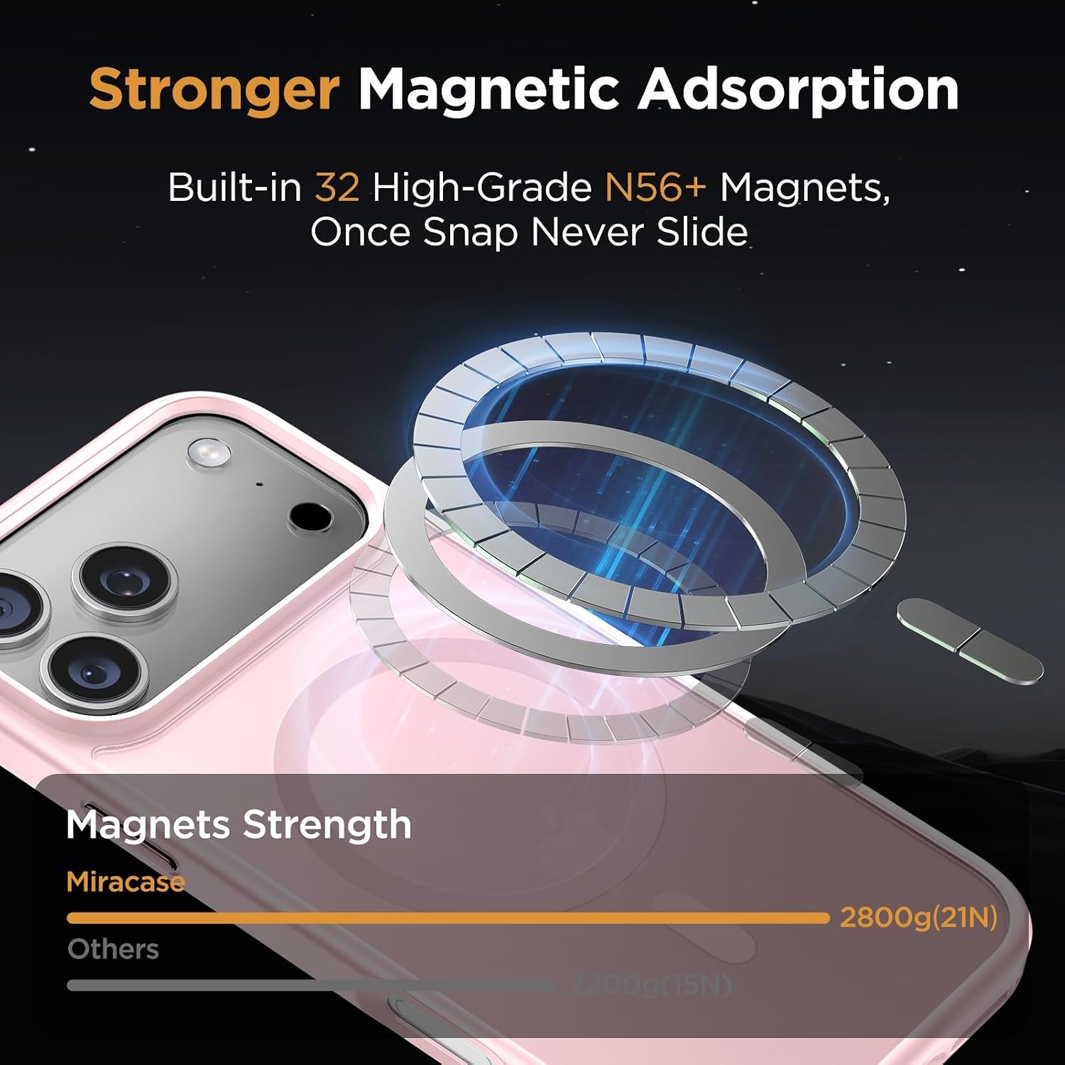 image:imageMiracase for iPhone 16 Pro Max Matte Series Case Magnetic LavenderLight Pink