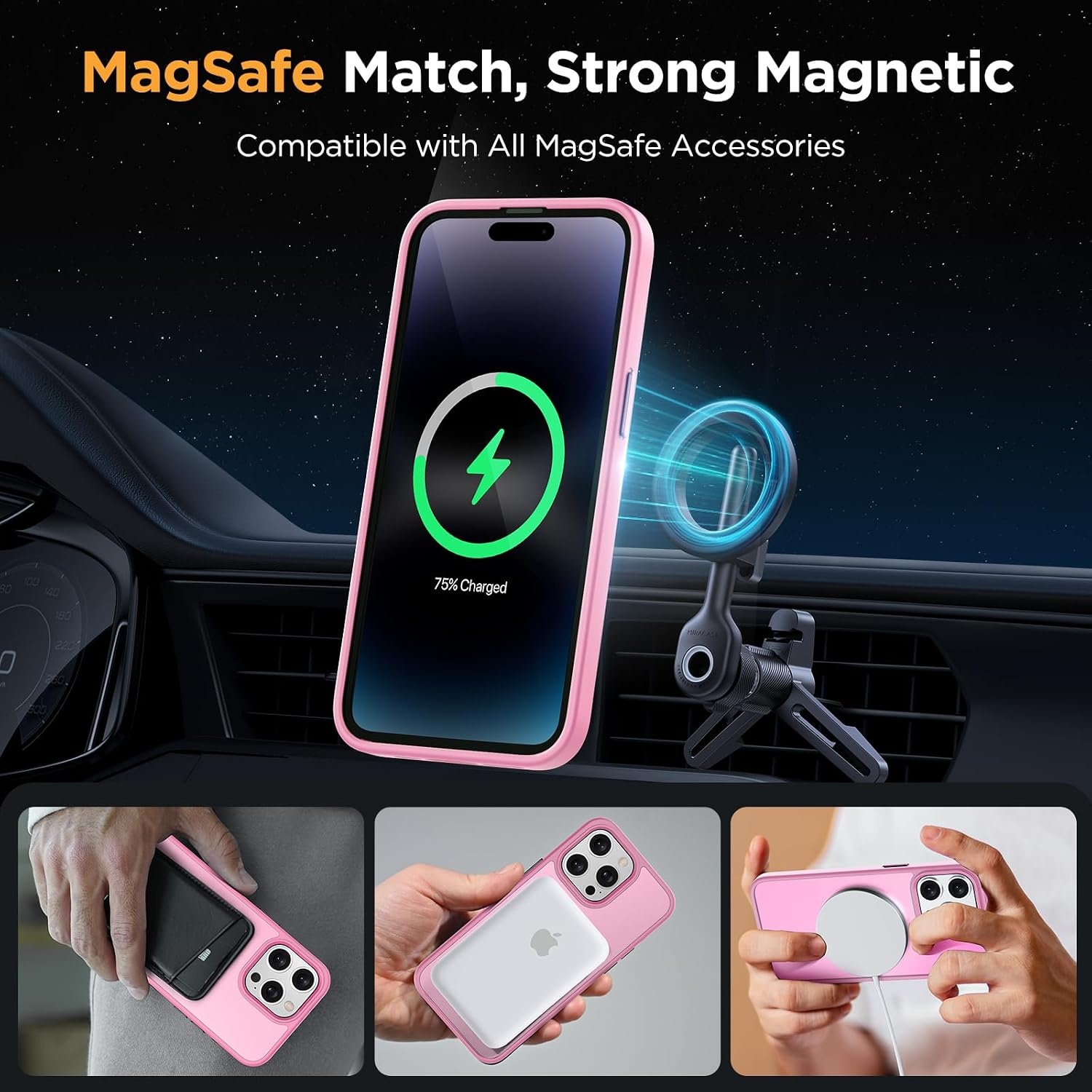 image:imageMiracase for iPhone 16 Pro Max Matte Series Case Magnetic LavenderLight Pink