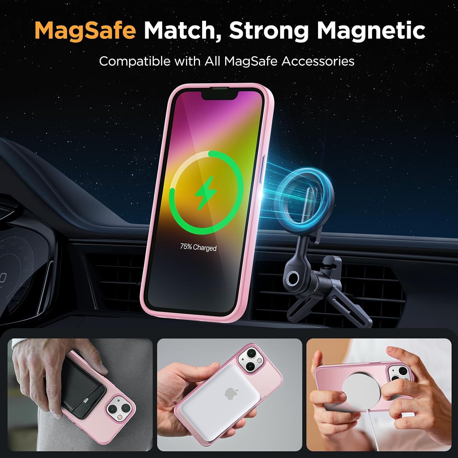 image:imageMiracase for iPhone 16 Pro Max Matte Series Case Magnetic LavenderLight Pink
