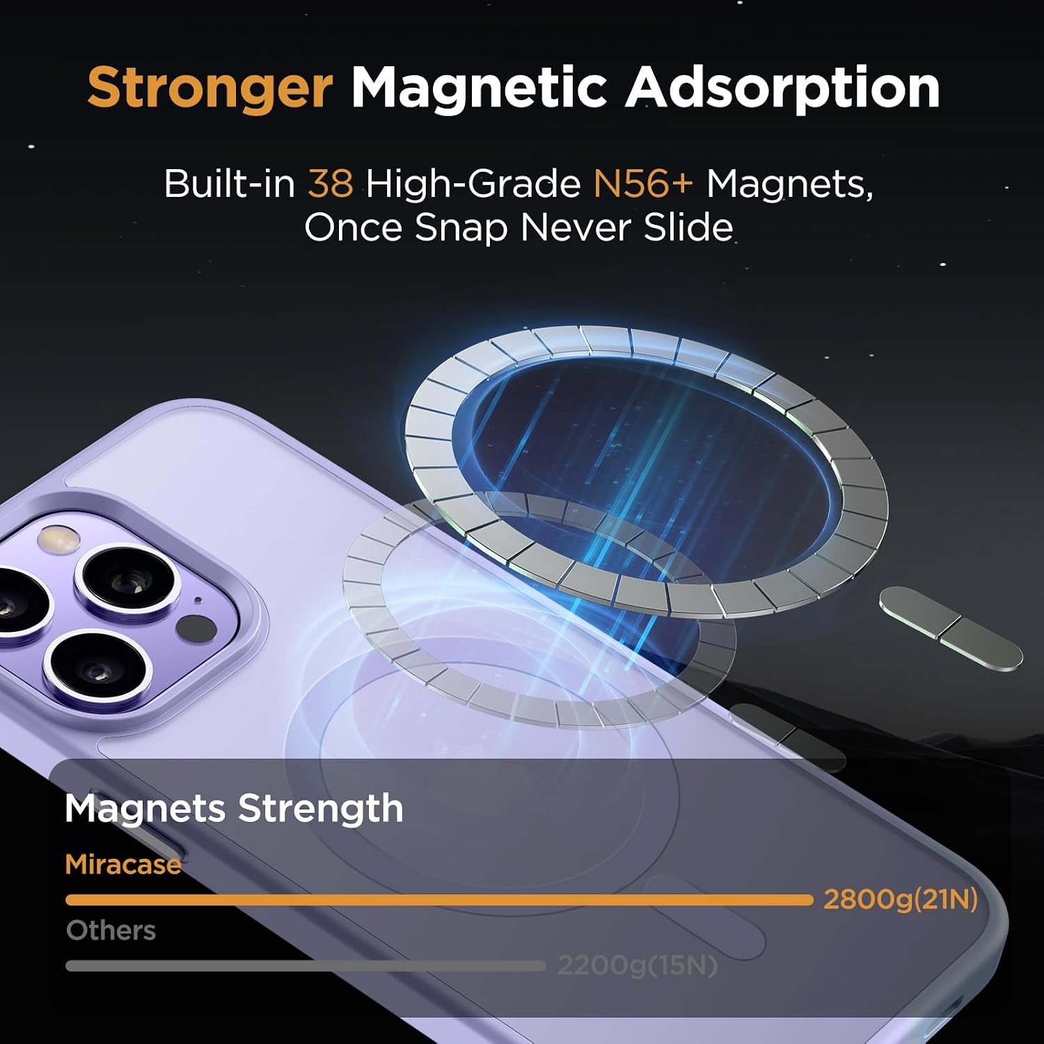 image:imageMiracase for iPhone 16 Pro Max Matte Series Case Magnetic LavenderLight Purple