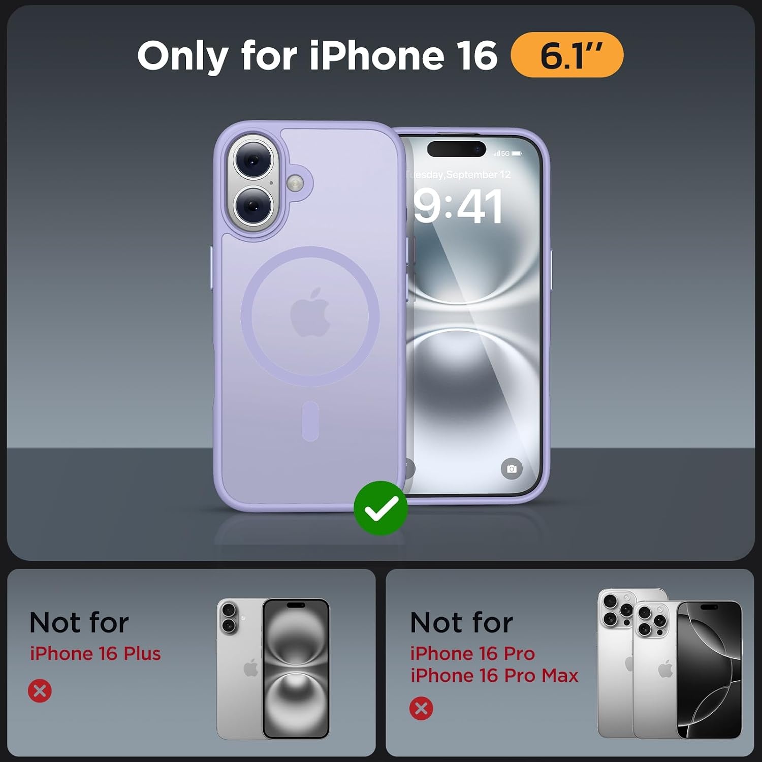 image:imageMiracase for iPhone 16 Pro Max Matte Series Case Magnetic LavenderLight Purple