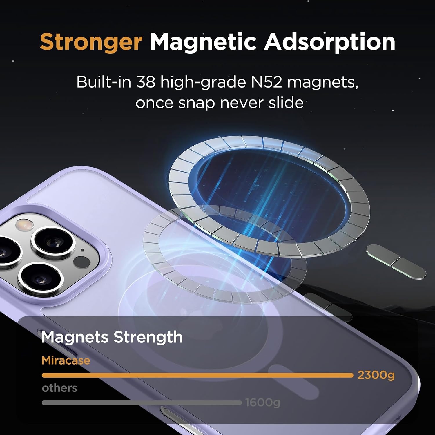 image:imageMiracase for iPhone 16 Pro Max Matte Series Case Magnetic LavenderLight Purple