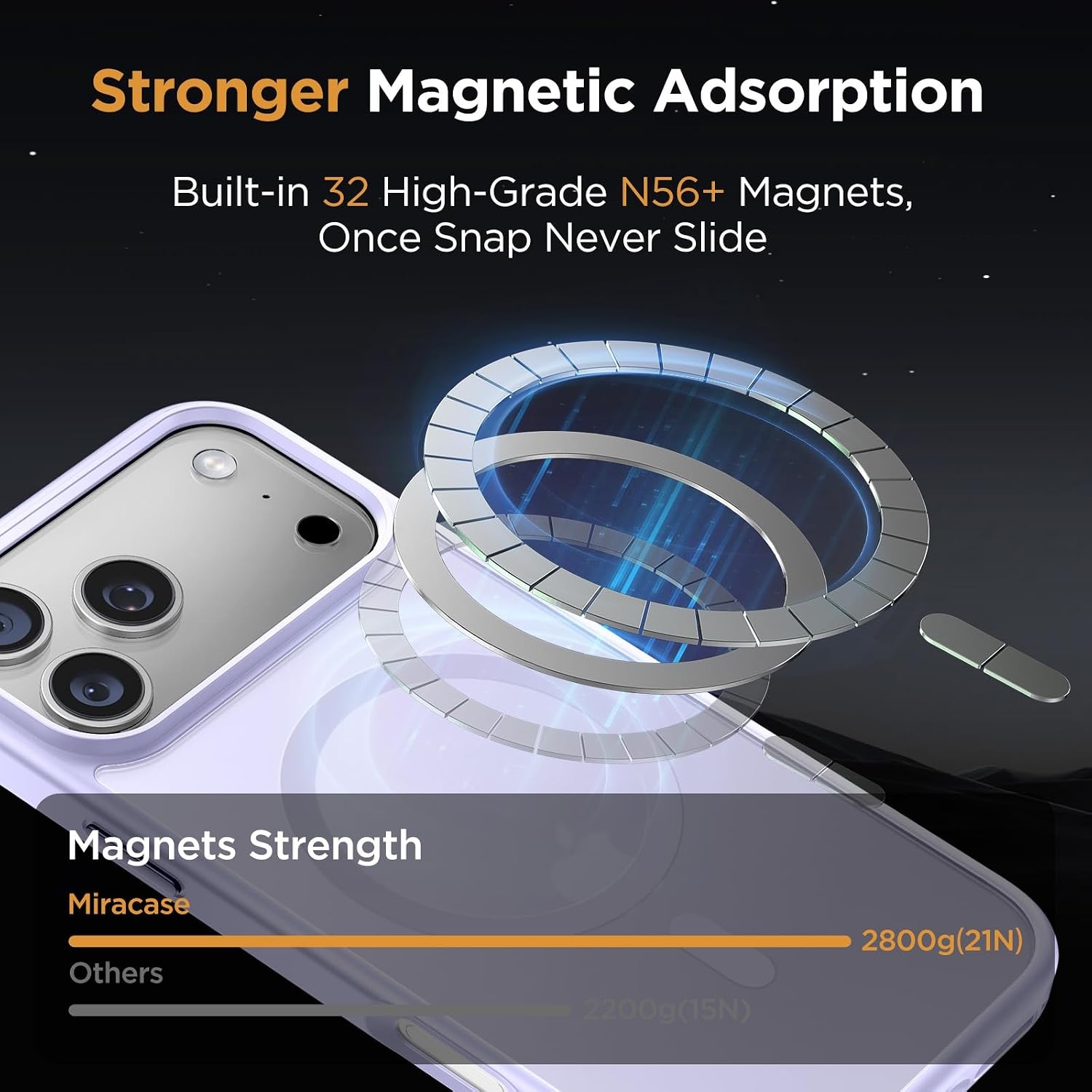image:imageMiracase for iPhone 16 Pro Max Matte Series Case Magnetic LavenderLight Purple