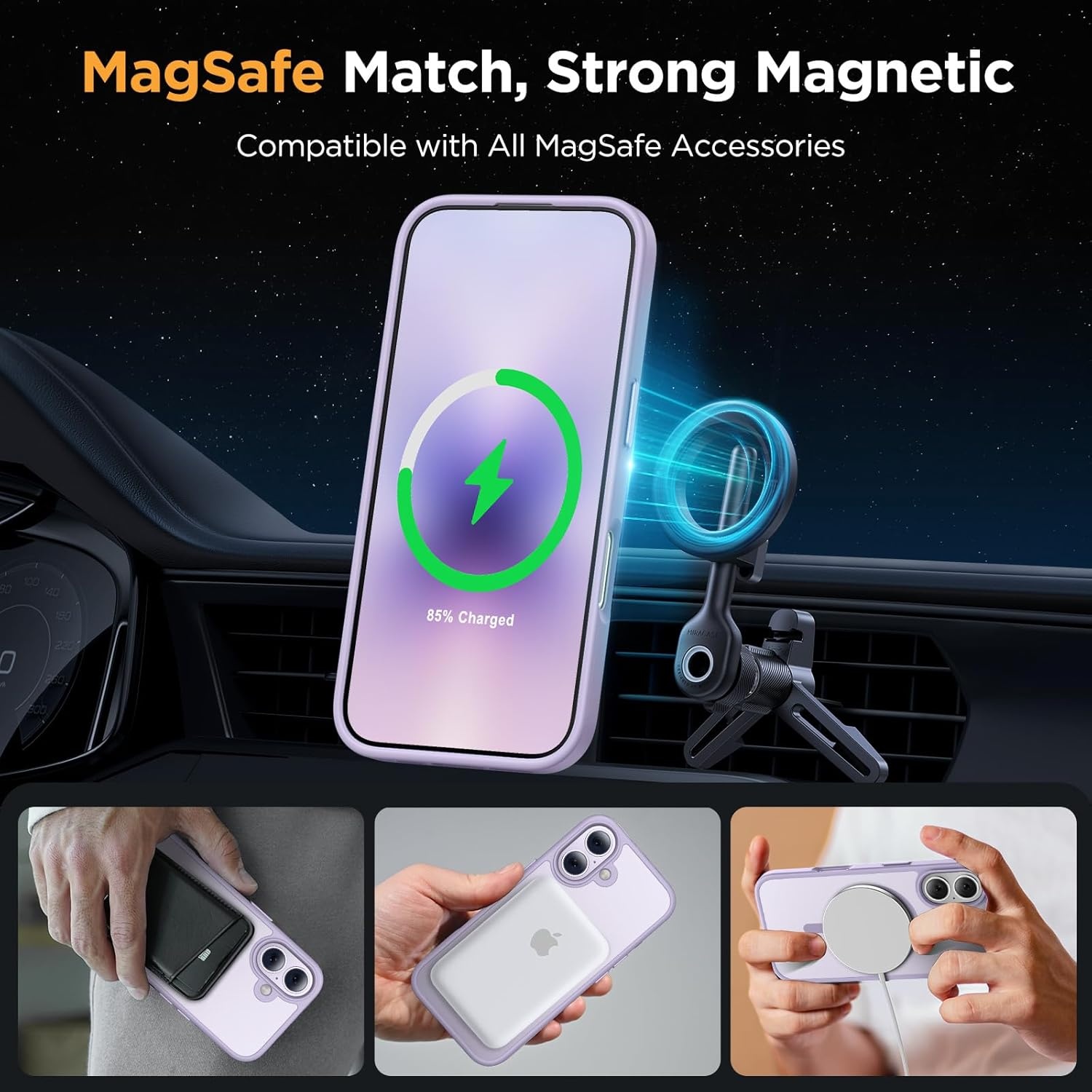 image:imageMiracase for iPhone 16 Pro Max Matte Series Case Magnetic LavenderLight Purple