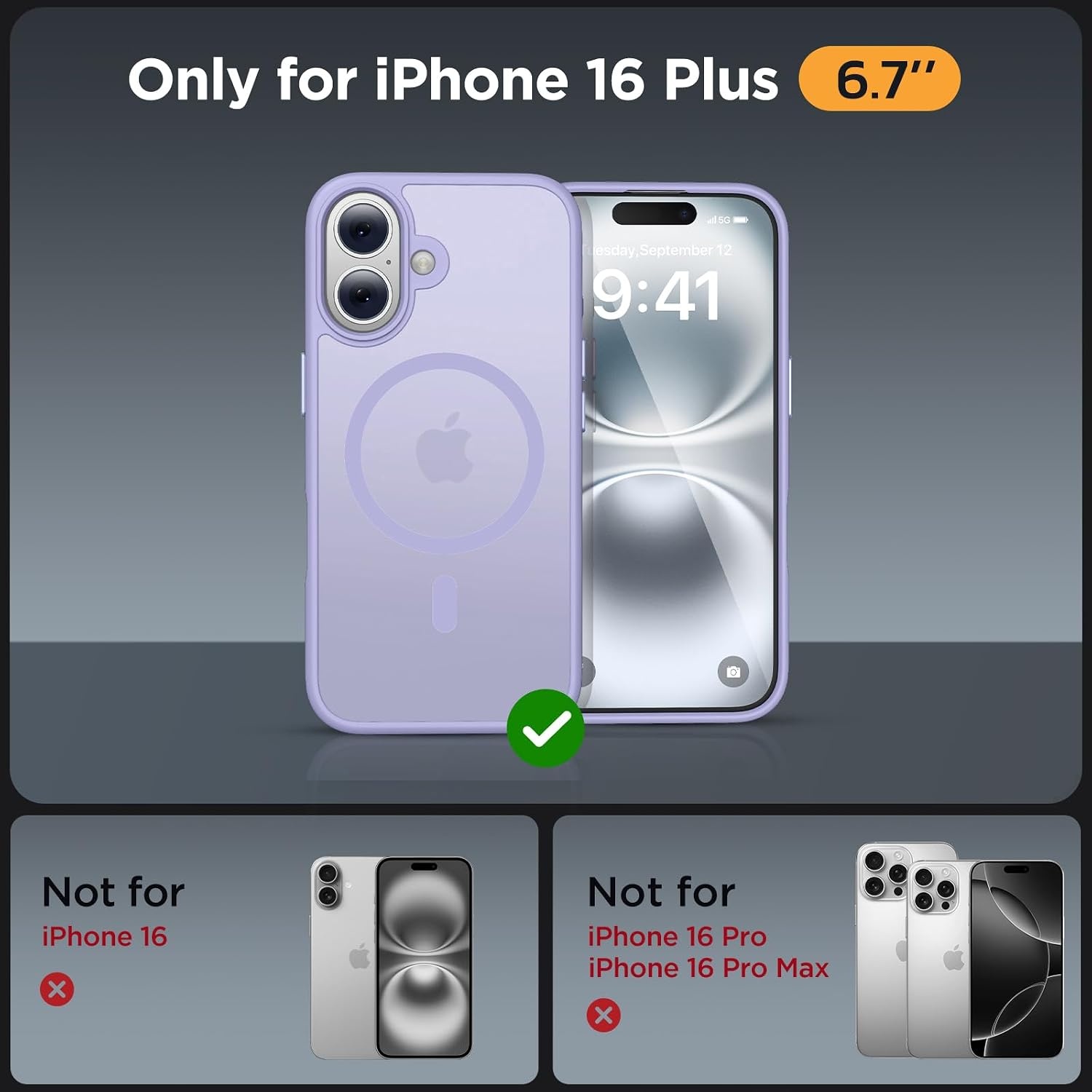 image:imageMiracase for iPhone 16 Pro Max Matte Series Case Magnetic LavenderLight Purple