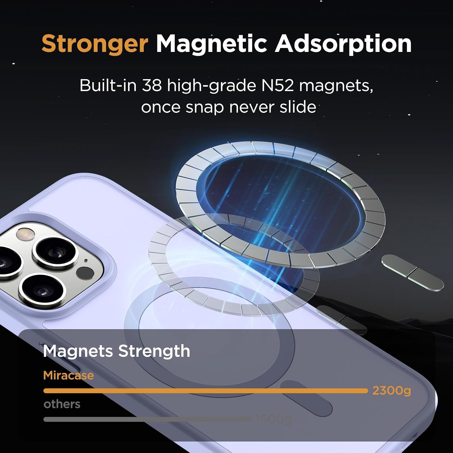image:imageMiracase for iPhone 16 Pro Max Matte Series Case Magnetic LavenderLight Purple