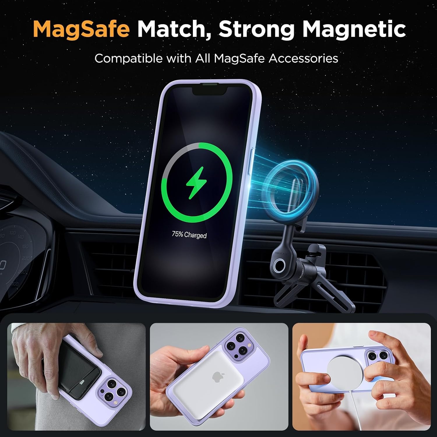image:imageMiracase for iPhone 16 Pro Max Matte Series Case Magnetic LavenderLight Purple