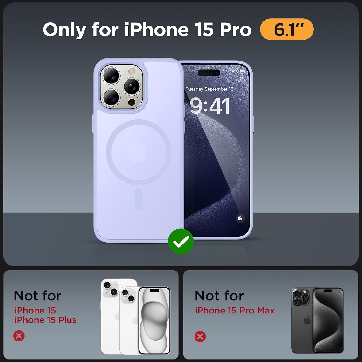 image:imageMiracase for iPhone 16 Pro Max Matte Series Case Magnetic LavenderLight Purple