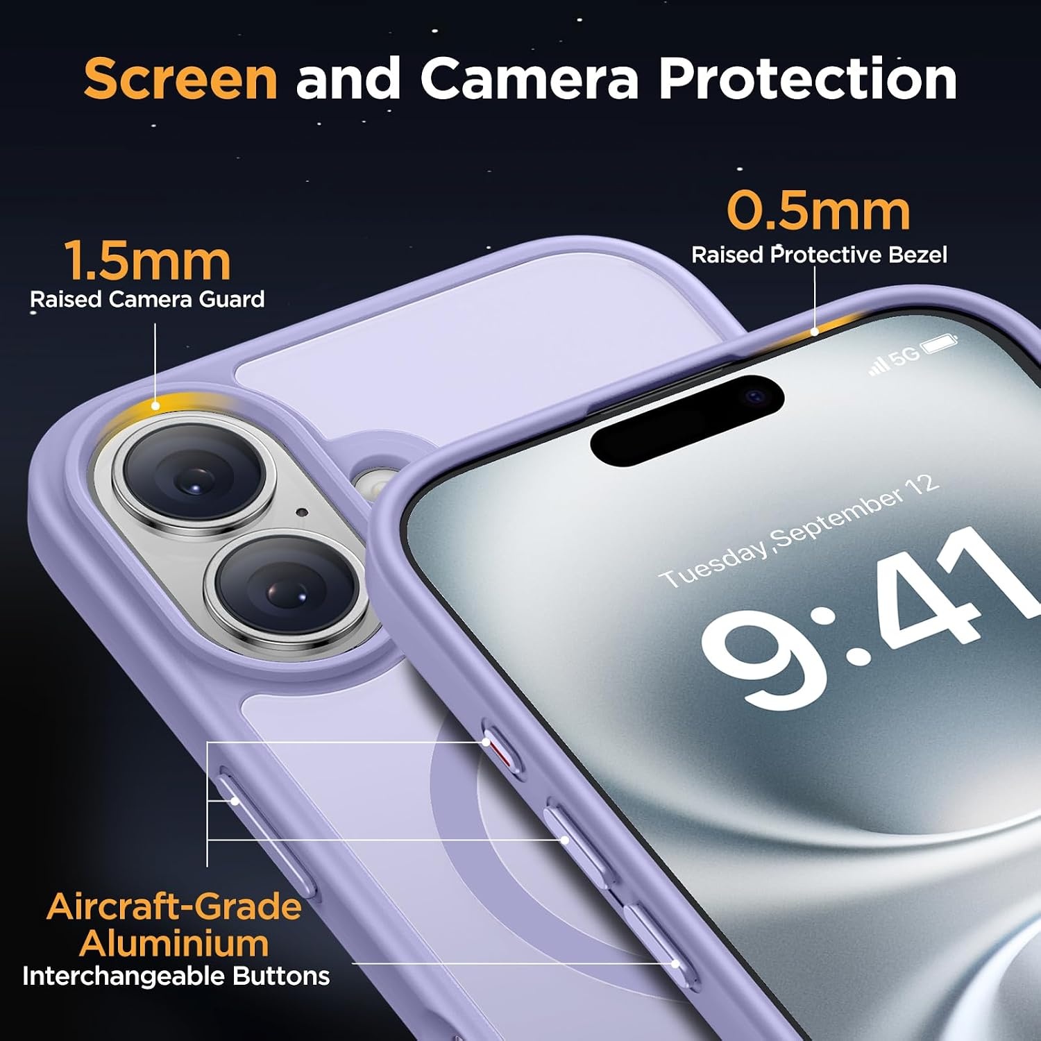 image:imageMiracase for iPhone 16 Pro Max Matte Series Case Magnetic LavenderLight Purple