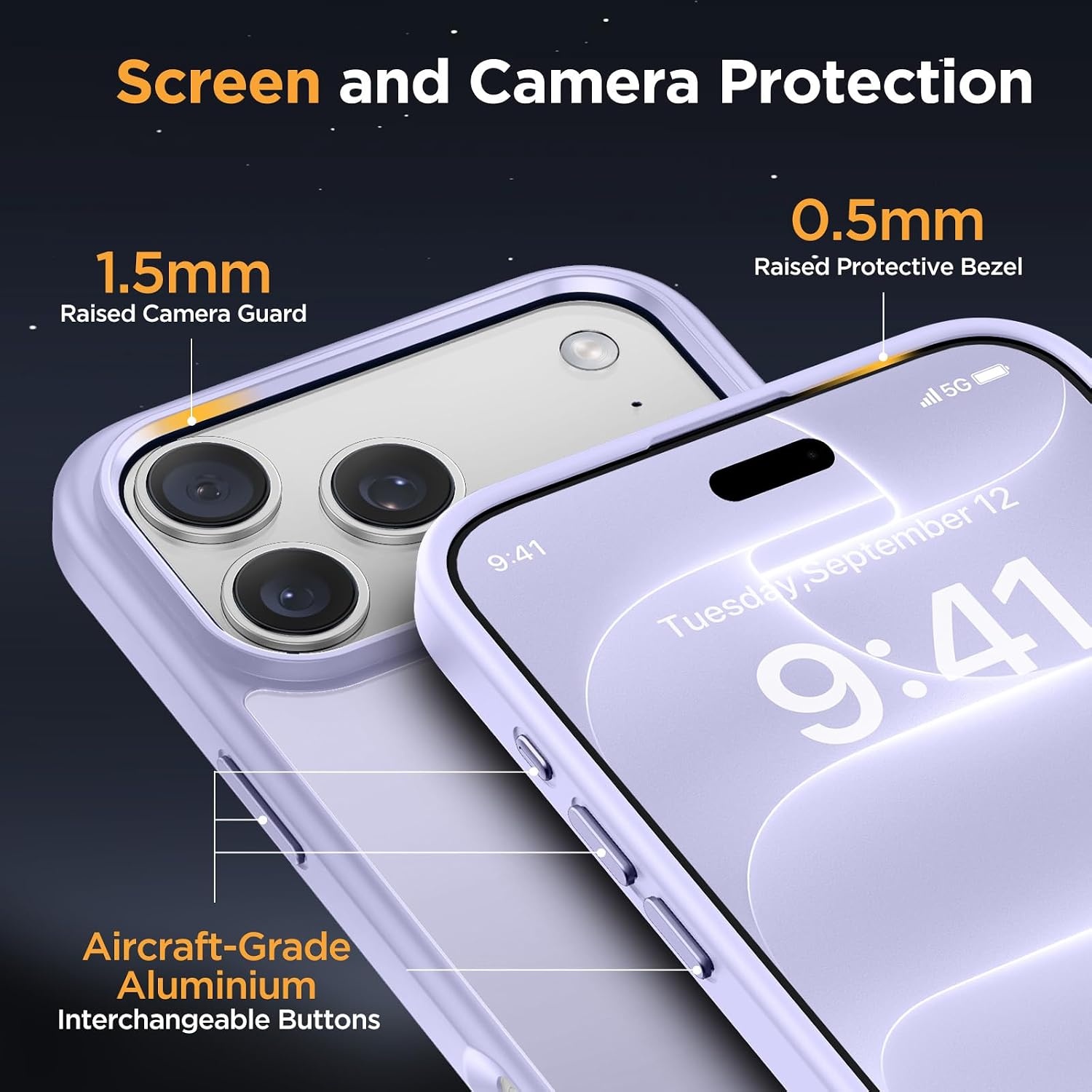 image:imageMiracase for iPhone 16 Pro Max Matte Series Case Magnetic LavenderLight Purple