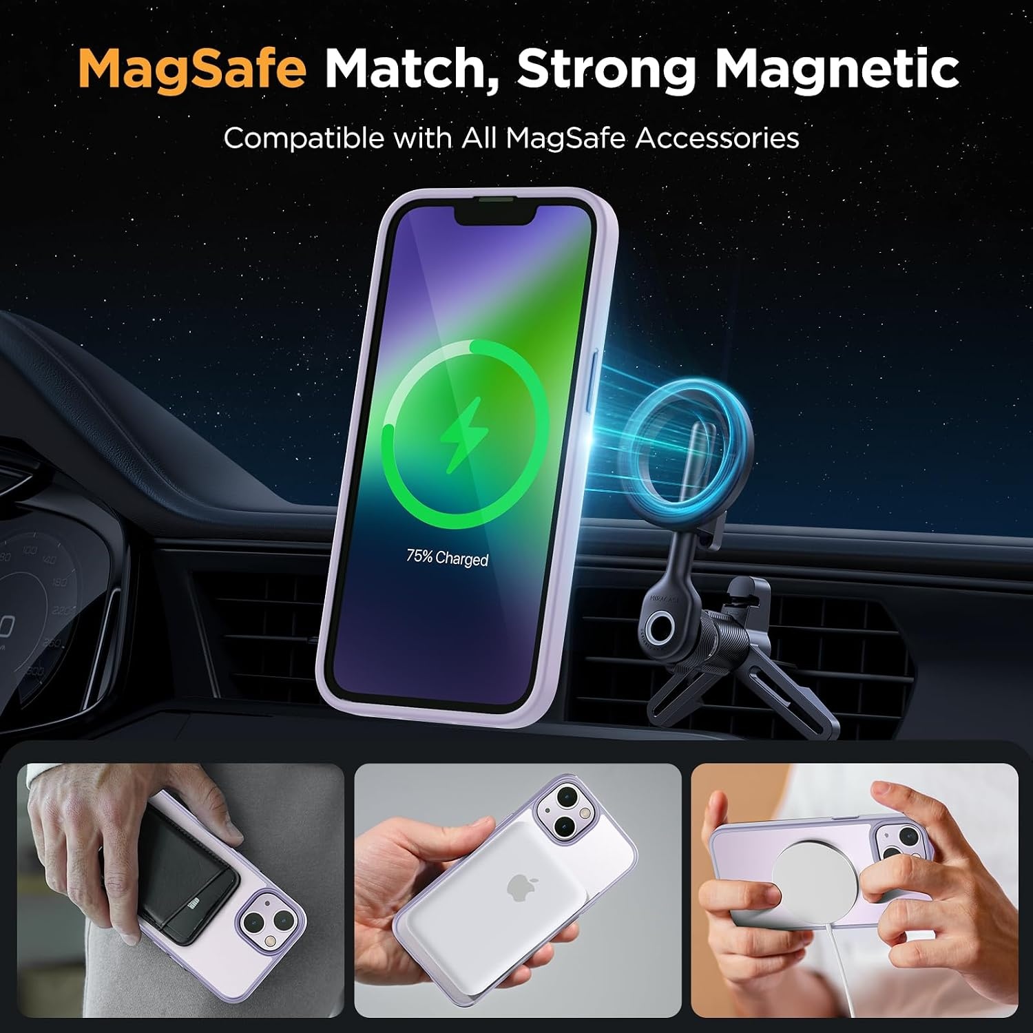 image:imageMiracase for iPhone 16 Pro Max Matte Series Case Magnetic LavenderLight Purple