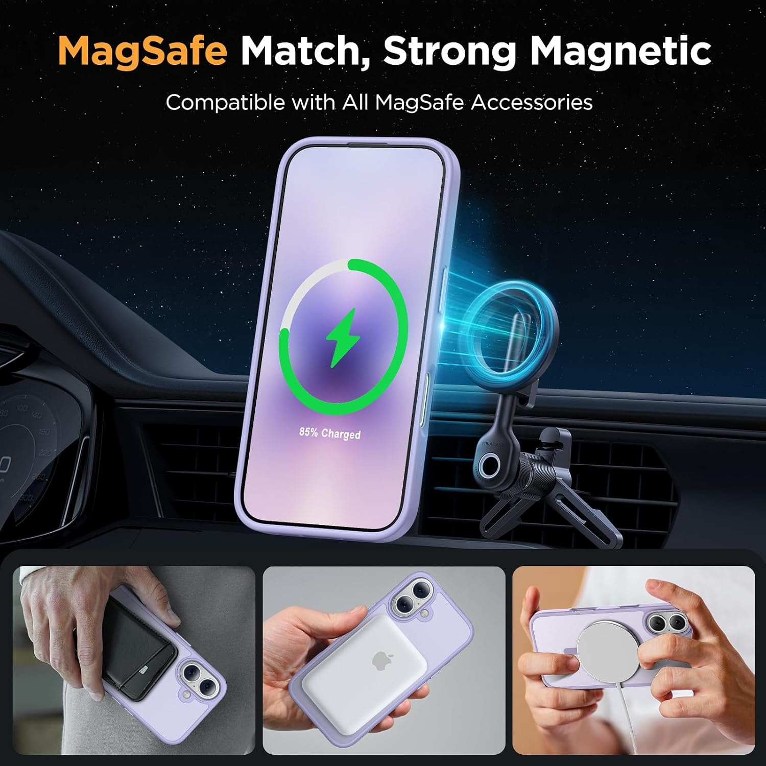 image:imageMiracase for iPhone 16 Pro Max Matte Series Case Magnetic LavenderLight Purple