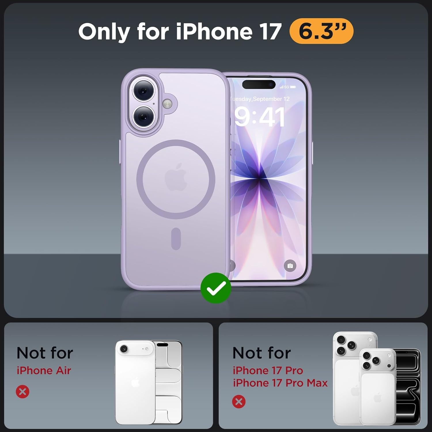 image:imageMiracase for iPhone 16 Pro Max Matte Series Case Magnetic LavenderLight Purple