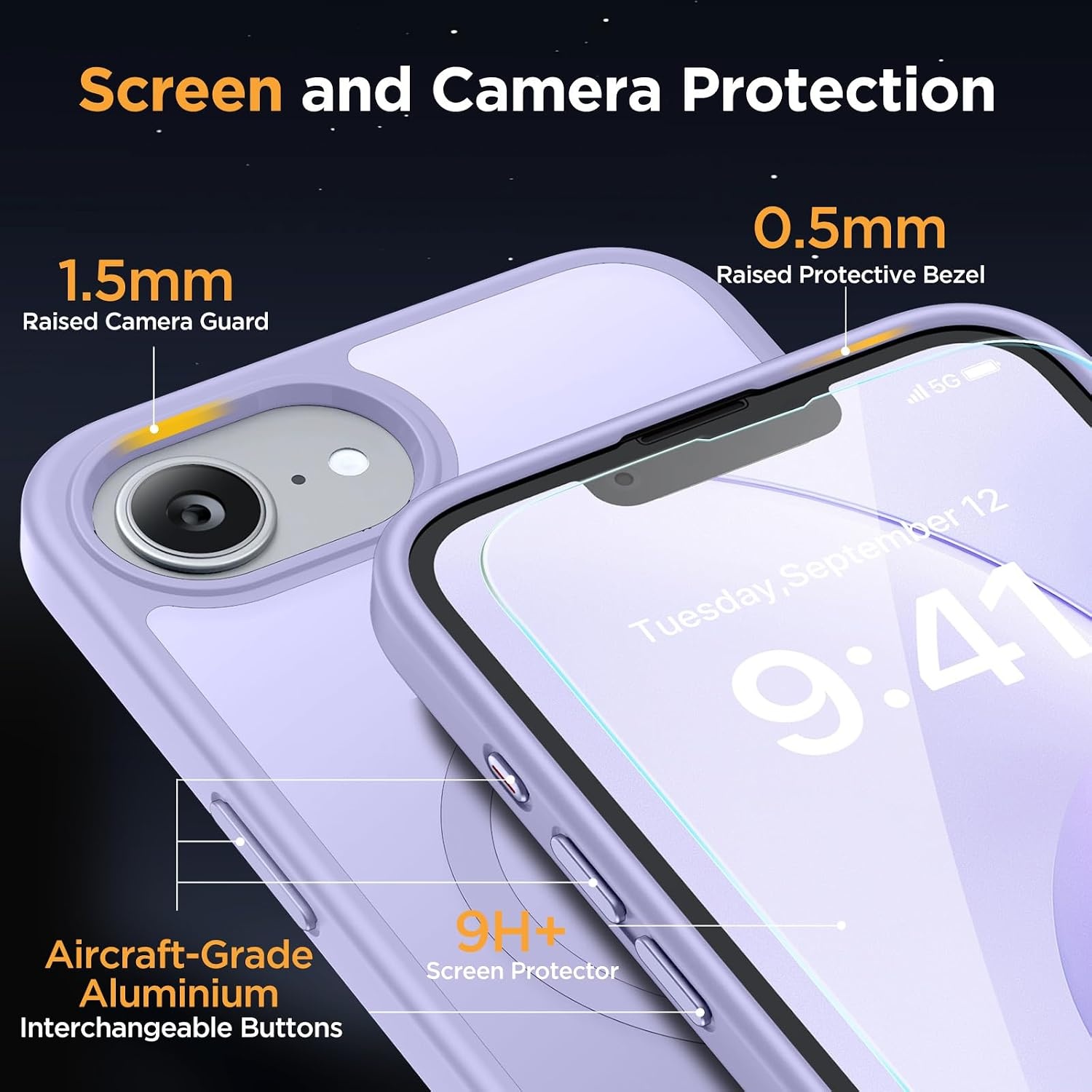 image:imageMiracase for iPhone 16 Pro Max Matte Series Case Magnetic LavenderLight Purple