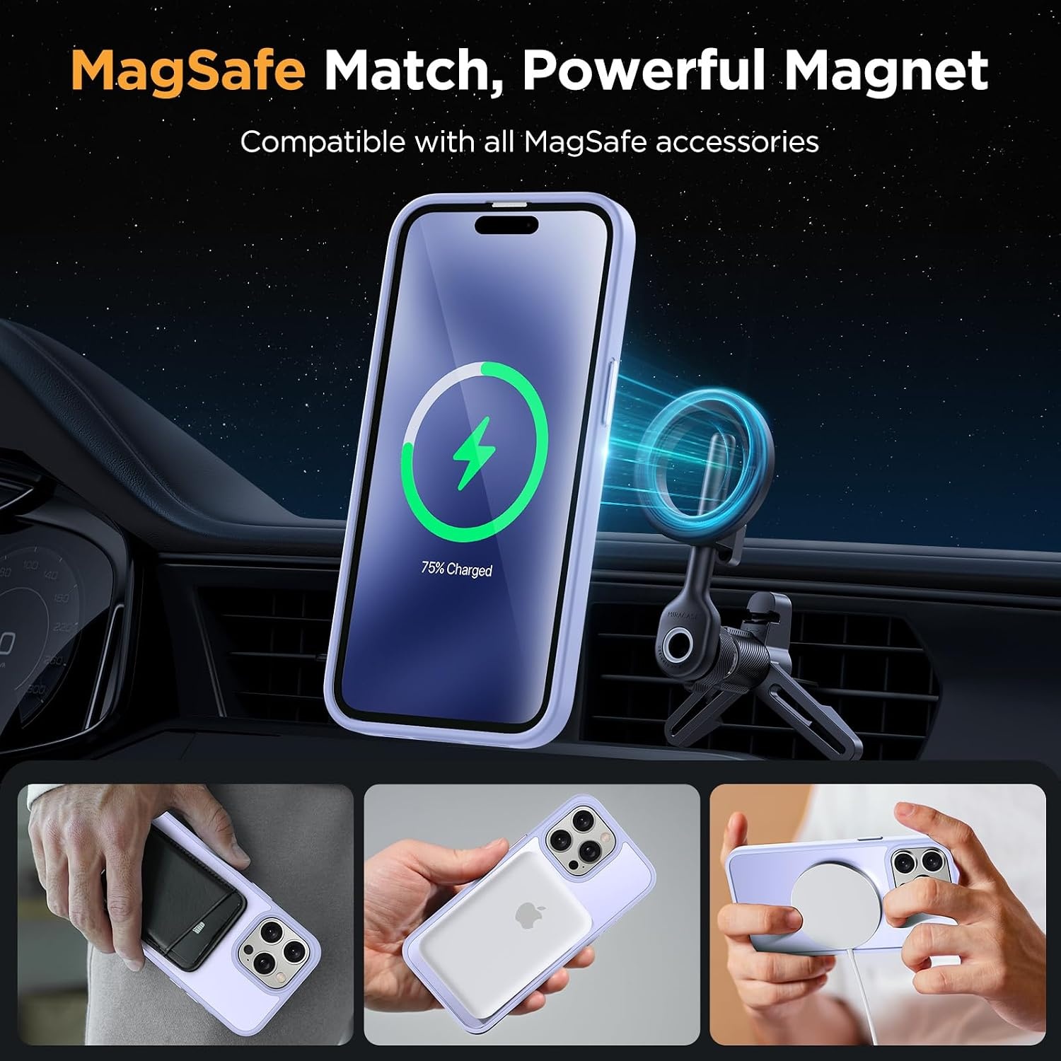 image:imageMiracase for iPhone 16 Pro Max Matte Series Case Magnetic LavenderLight Purple