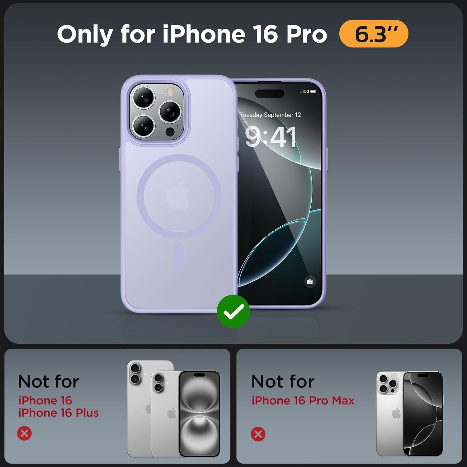 image:imageMiracase for iPhone 16 Pro Max Matte Series Case Magnetic LavenderLight Purple