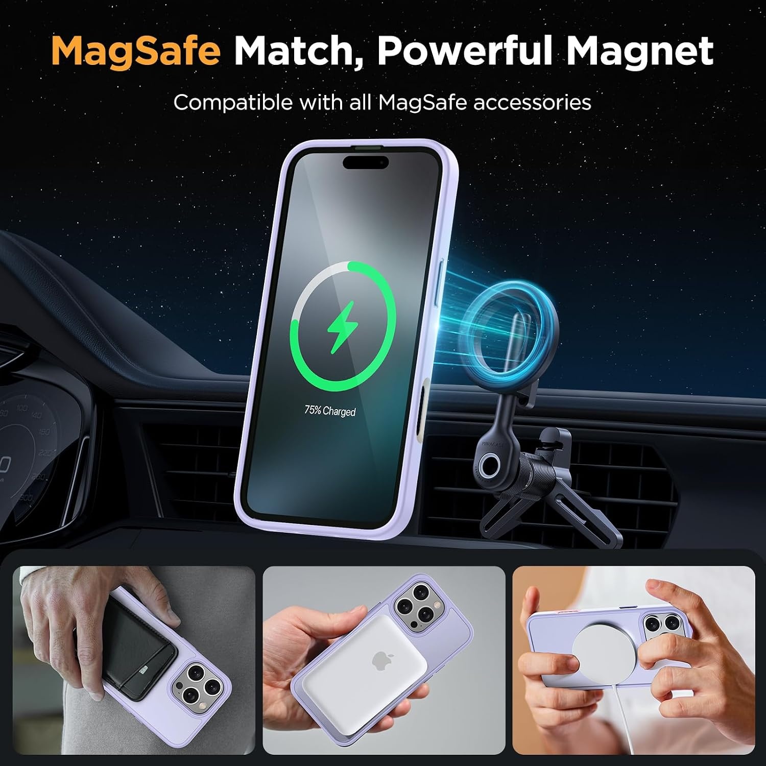 image:imageMiracase for iPhone 16 Pro Max Matte Series Case Magnetic LavenderLight Purple