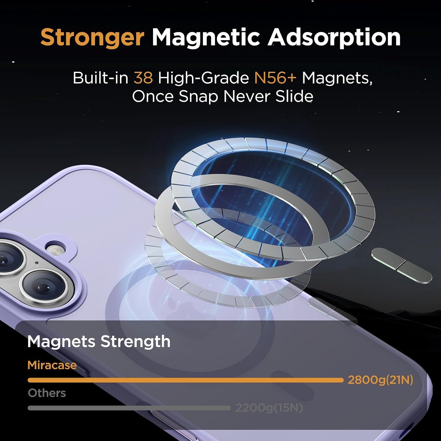 image:imageMiracase for iPhone 16 Pro Max Matte Series Case Magnetic LavenderLight Purple