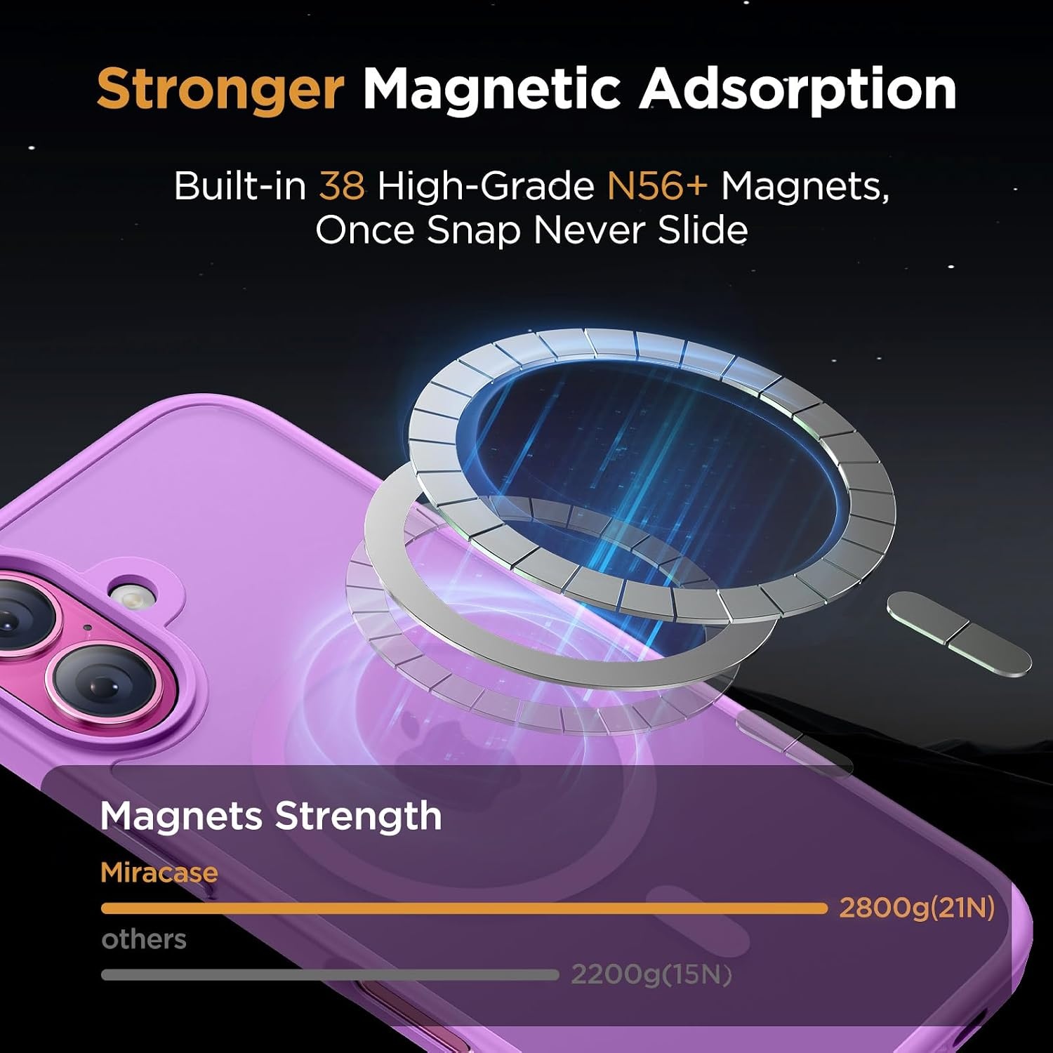 image:imageMiracase for iPhone 16 Pro Max Matte Series Case Magnetic LavenderLilac Pink