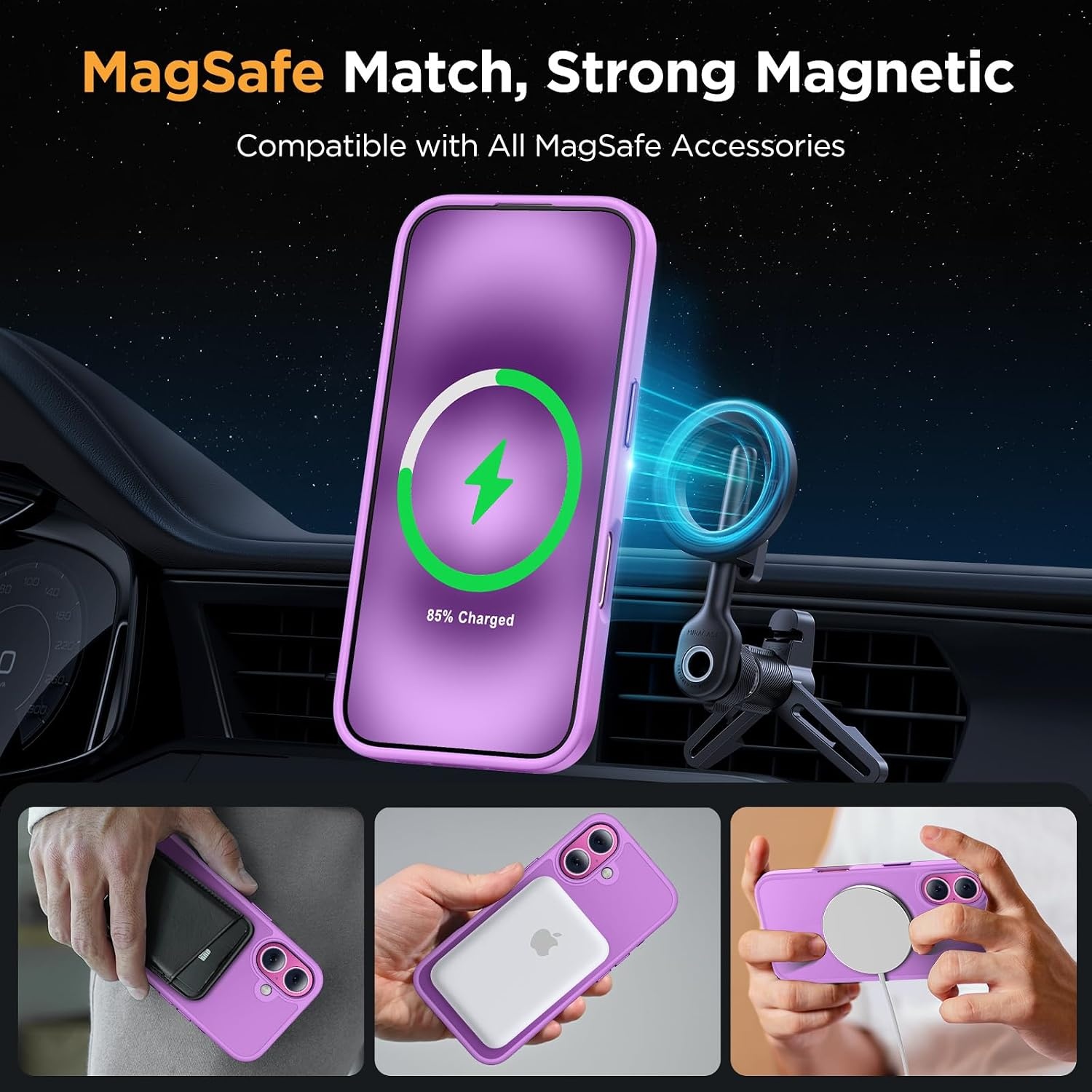 image:imageMiracase for iPhone 16 Pro Max Matte Series Case Magnetic LavenderLilac Pink