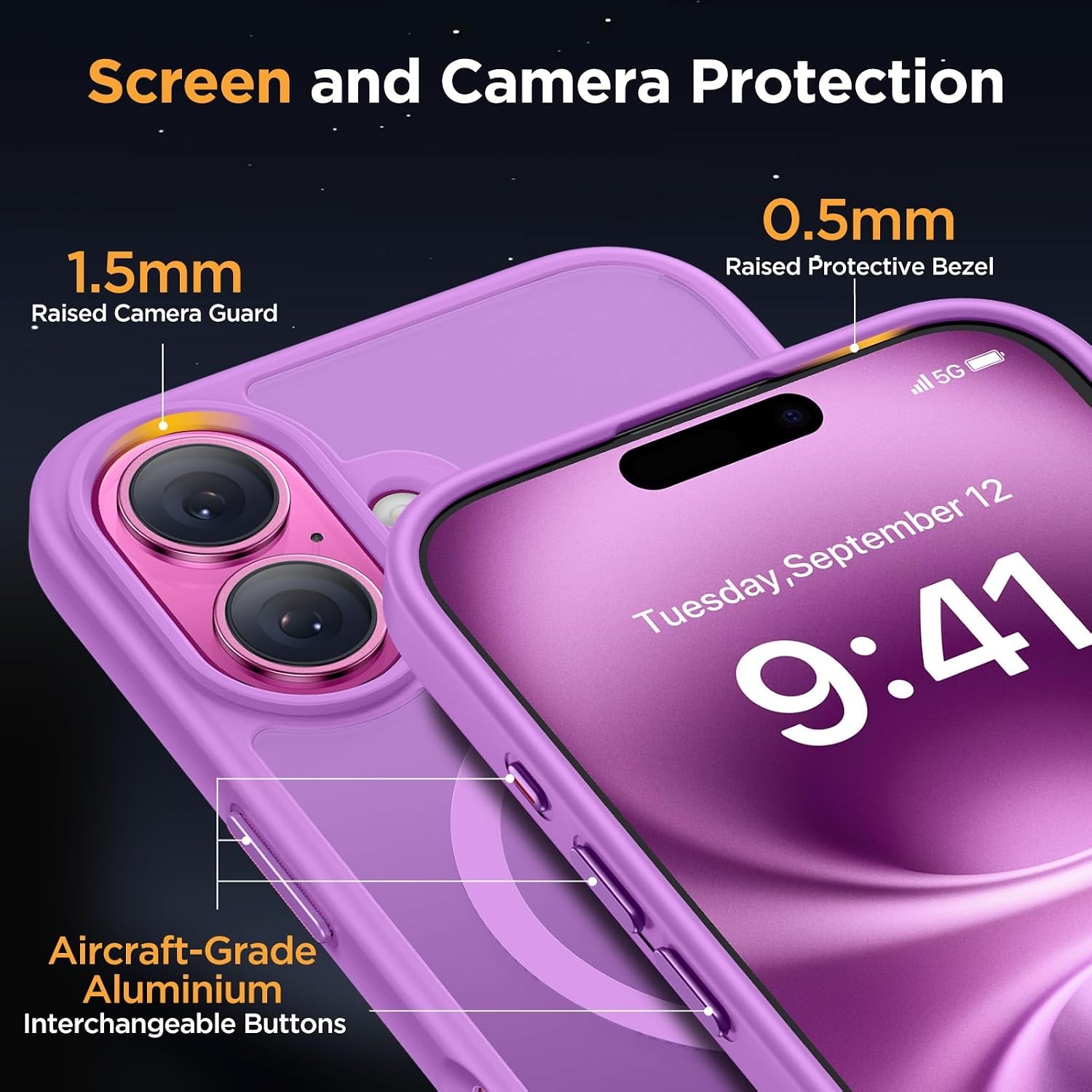image:imageMiracase for iPhone 16 Pro Max Matte Series Case Magnetic LavenderLilac Pink
