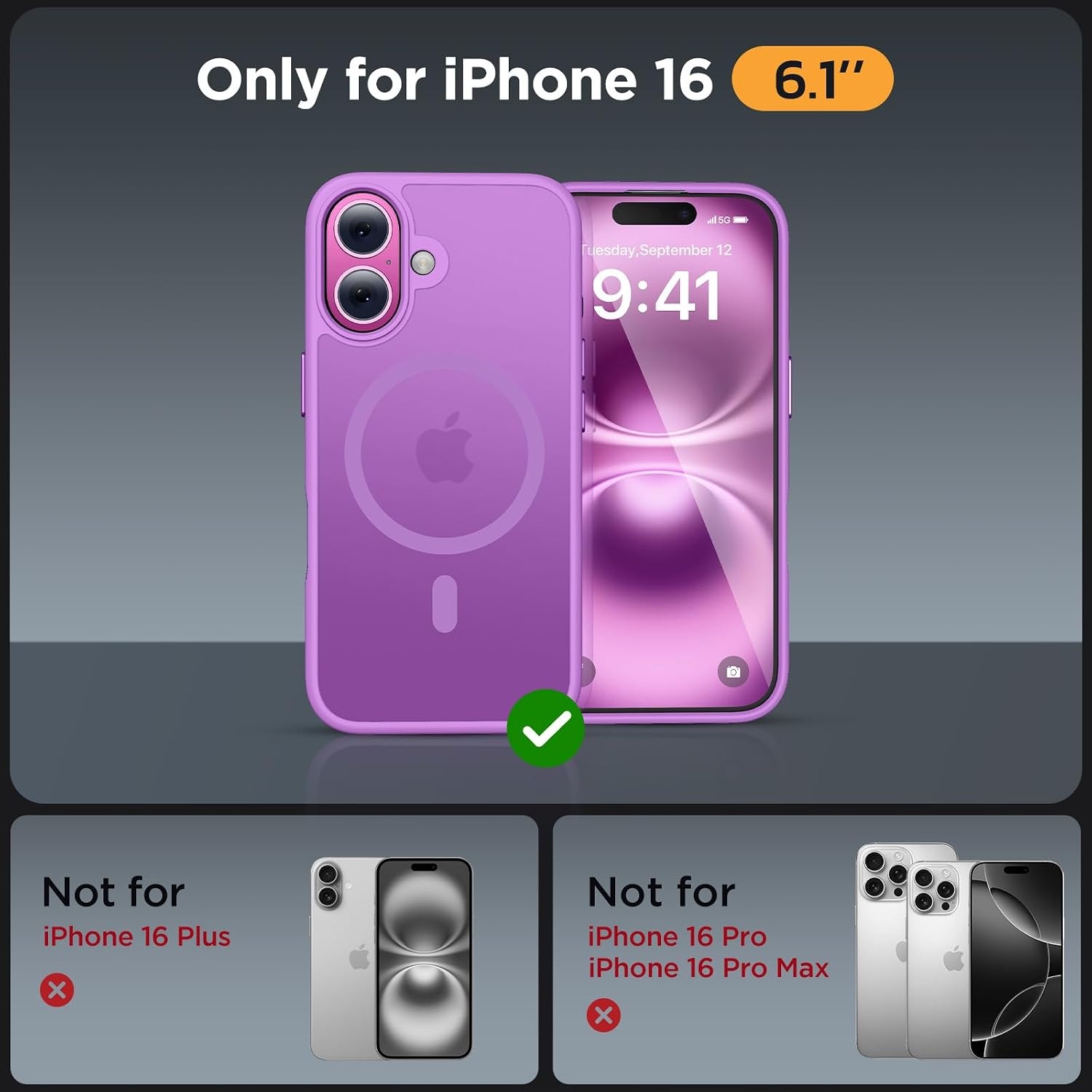 image:imageMiracase for iPhone 16 Pro Max Matte Series Case Magnetic LavenderLilac Pink