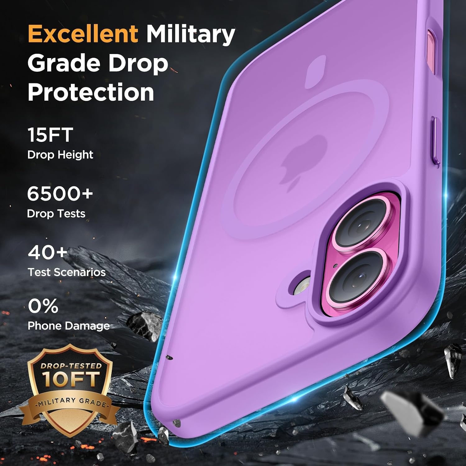 image:imageMiracase for iPhone 16 Pro Max Matte Series Case Magnetic LavenderLilac Pink