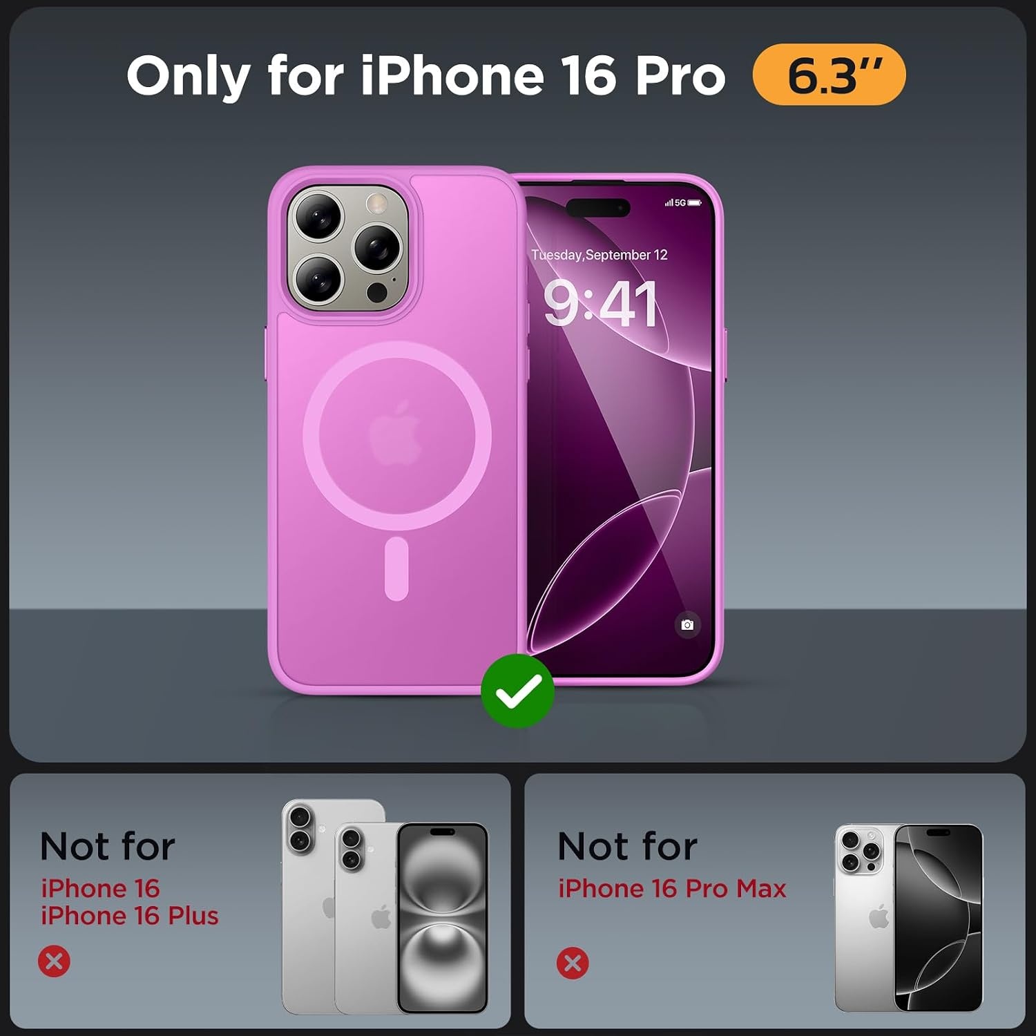 image:imageMiracase for iPhone 16 Pro Max Matte Series Case Magnetic LavenderLilac Pink