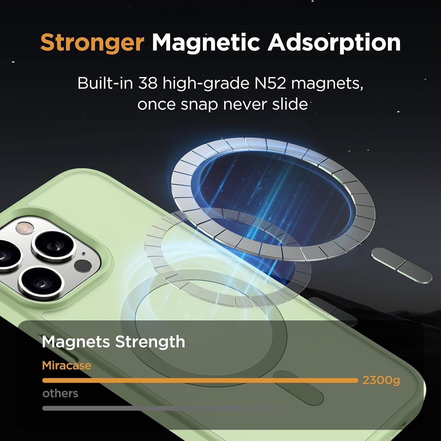 image:imageMiracase for iPhone 16 Pro Max Matte Series Case Magnetic LavenderMatcha Green