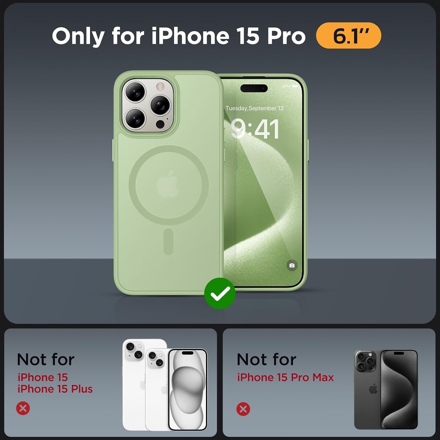 image:imageMiracase for iPhone 16 Pro Max Matte Series Case Magnetic LavenderMatcha Green