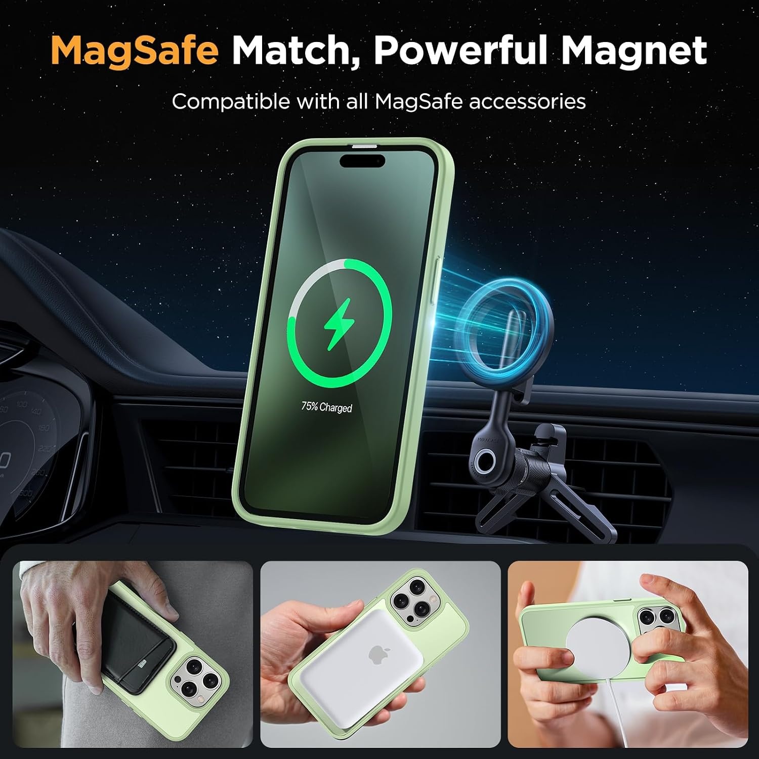 image:imageMiracase for iPhone 16 Pro Max Matte Series Case Magnetic LavenderMatcha Green