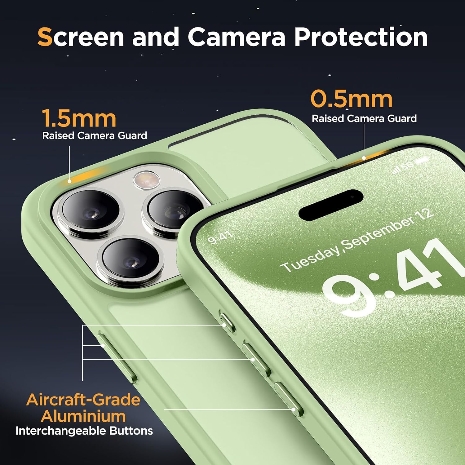 image:imageMiracase for iPhone 16 Pro Max Matte Series Case Magnetic LavenderMatcha Green