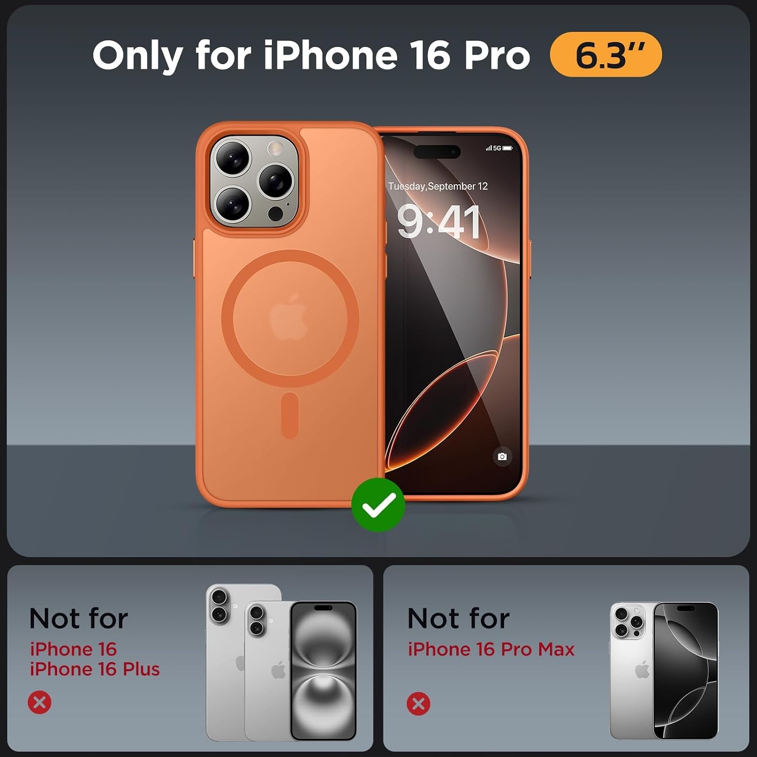 image:imageMiracase for iPhone 16 Pro Max Matte Series Case Magnetic LavenderOrange