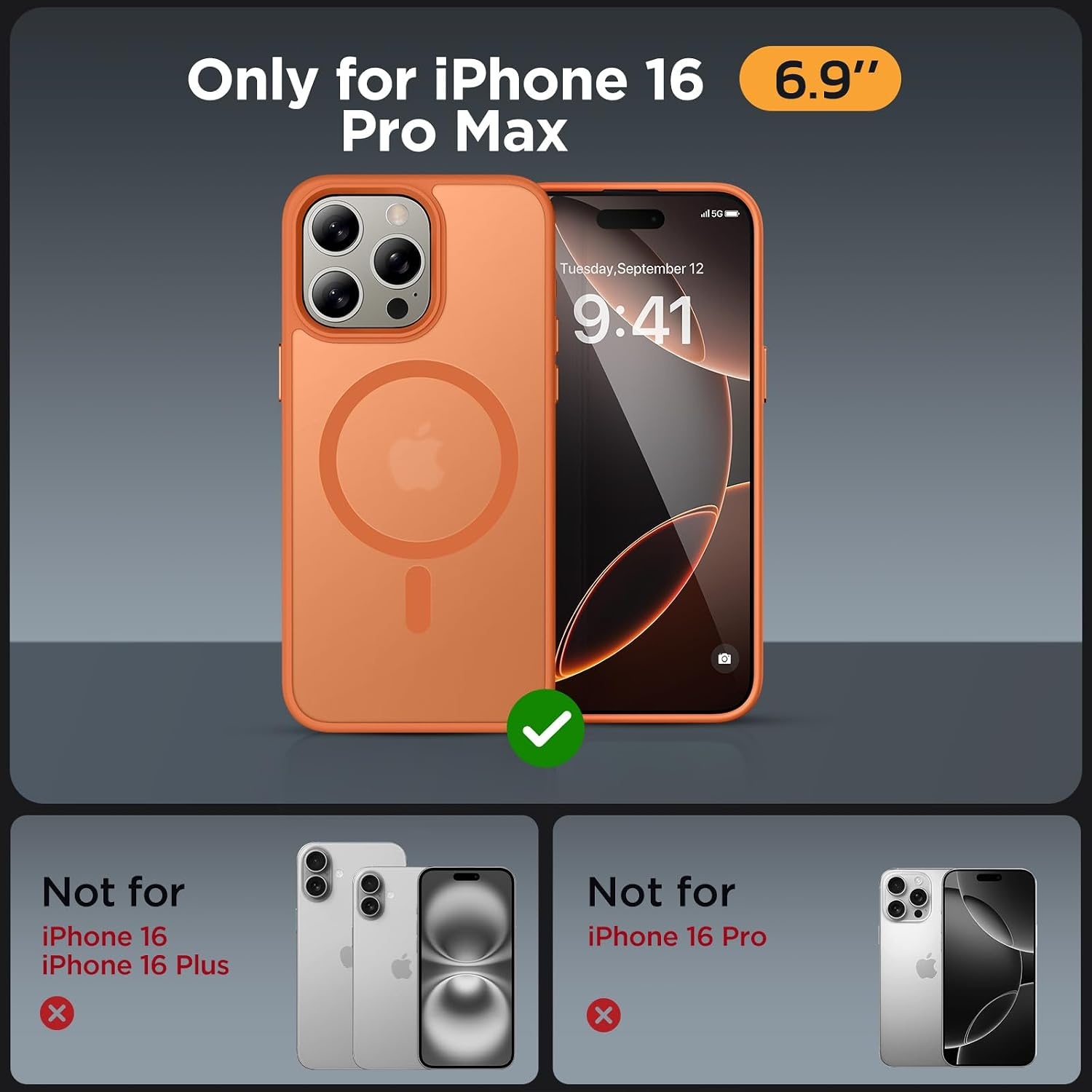 image:imageMiracase for iPhone 16 Pro Max Matte Series Case Magnetic LavenderOrange