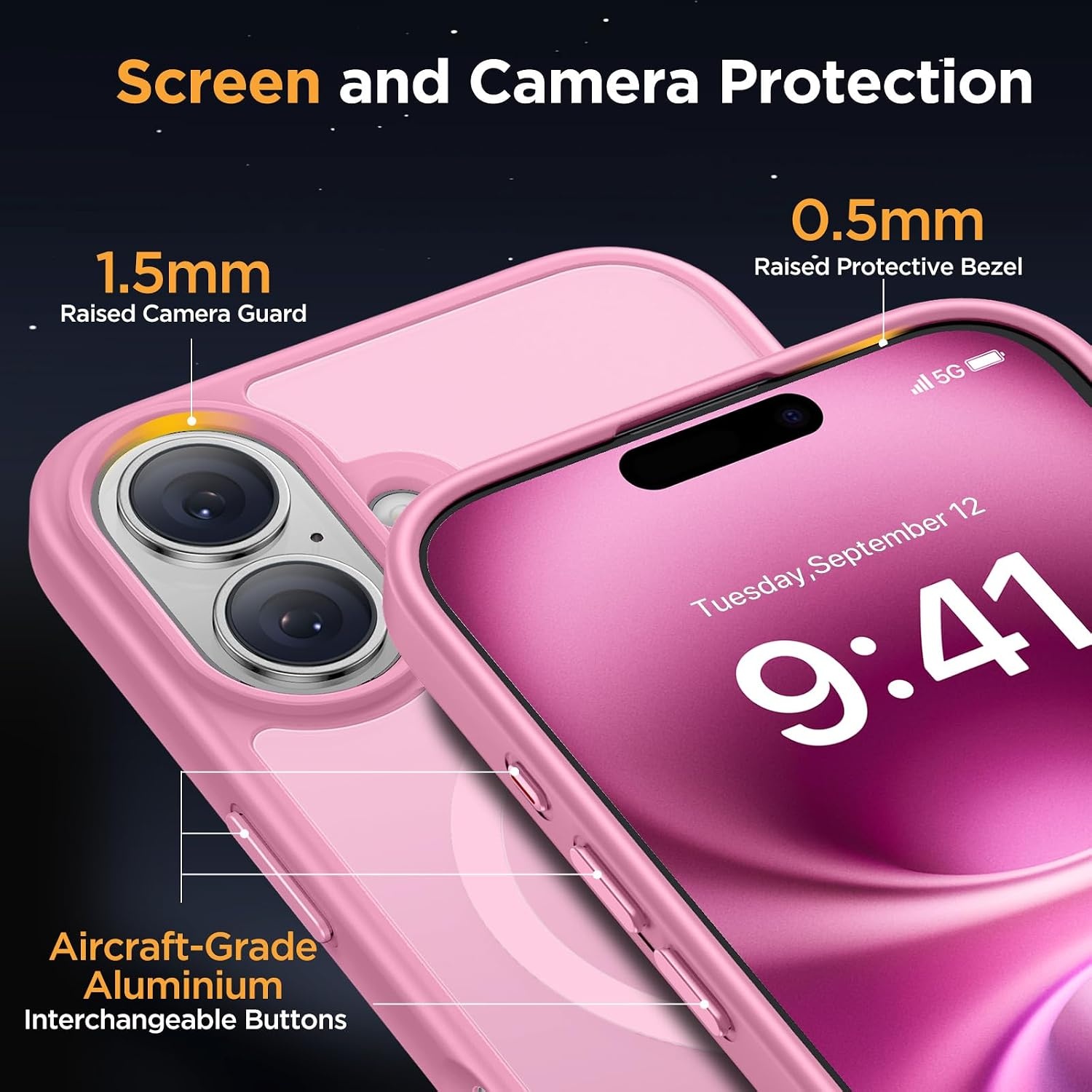 image:imageMiracase for iPhone 16 Pro Max Matte Series Case Magnetic LavenderPink