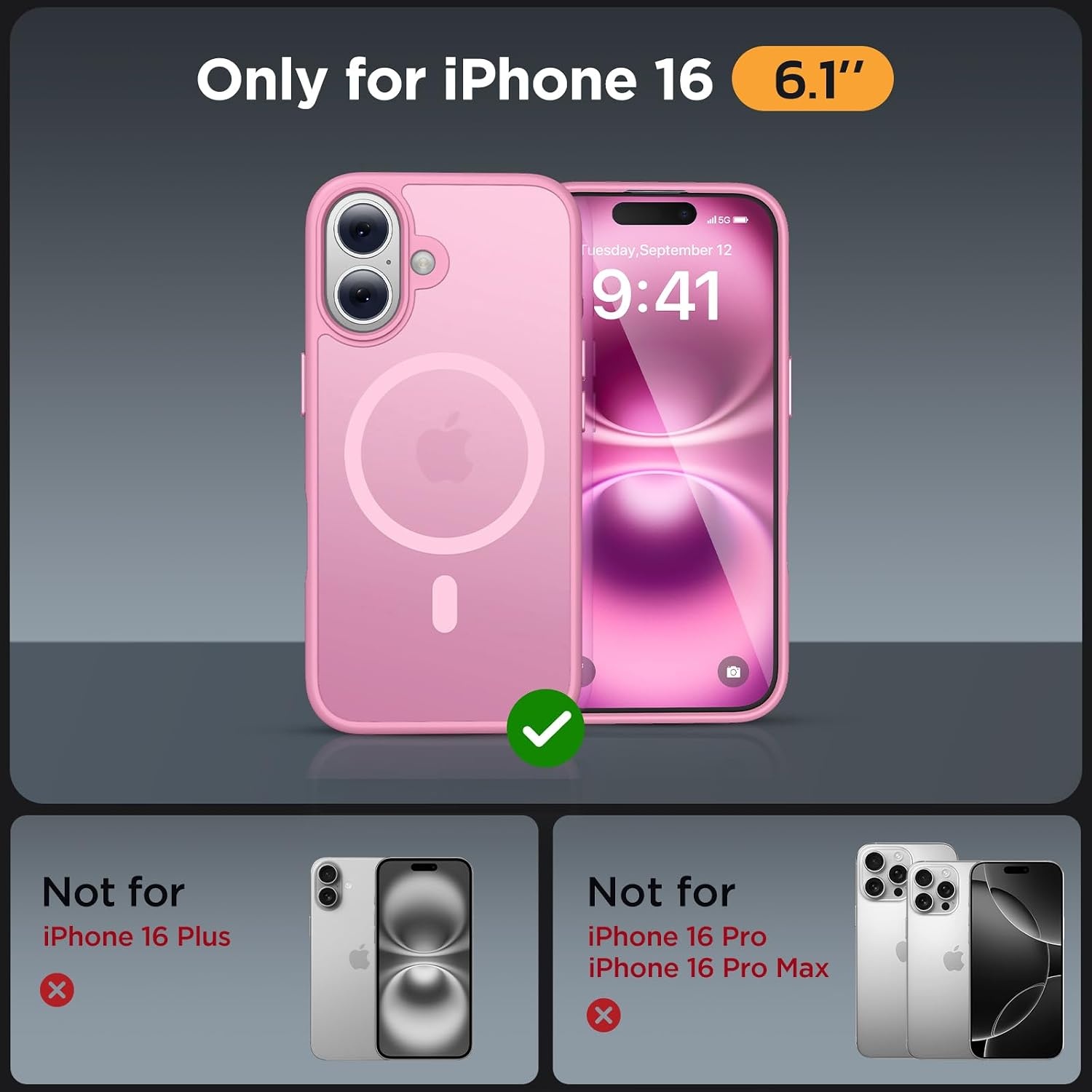 image:imageMiracase for iPhone 16 Pro Max Matte Series Case Magnetic LavenderPink