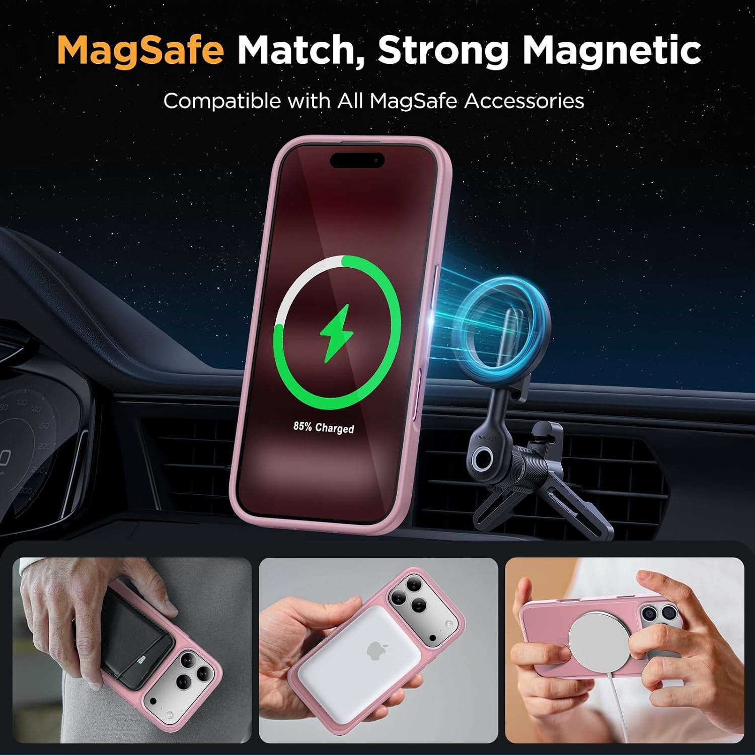 image:imageMiracase for iPhone 16 Pro Max Matte Series Case Magnetic LavenderPink