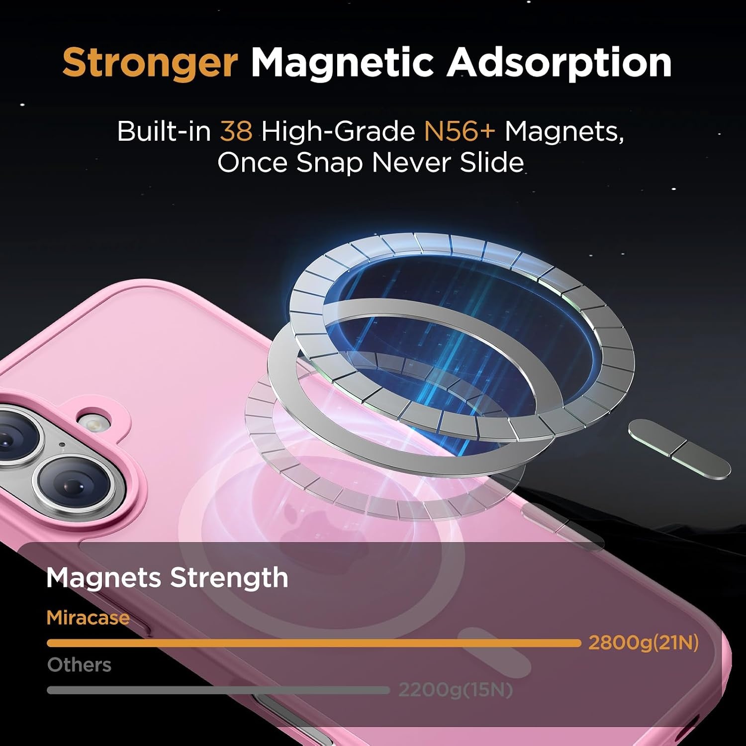 image:imageMiracase for iPhone 16 Pro Max Matte Series Case Magnetic LavenderPink