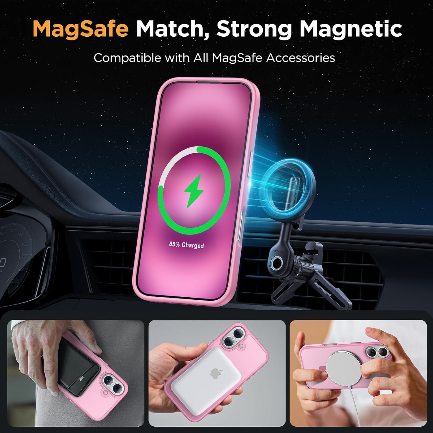 image:imageMiracase for iPhone 16 Pro Max Matte Series Case Magnetic LavenderPink