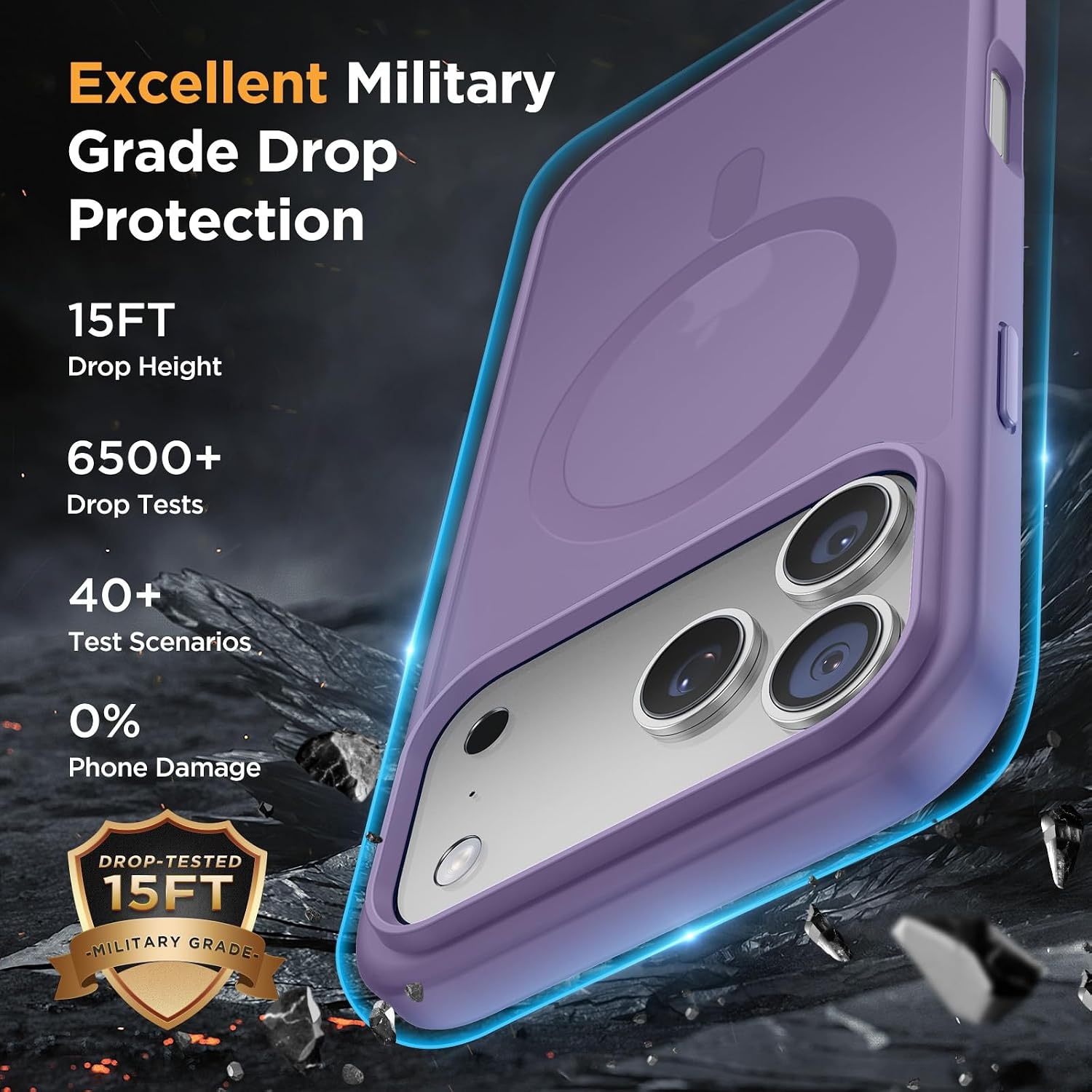 image:imageMiracase for iPhone 16 Pro Max Matte Series Case Magnetic LavenderPurple