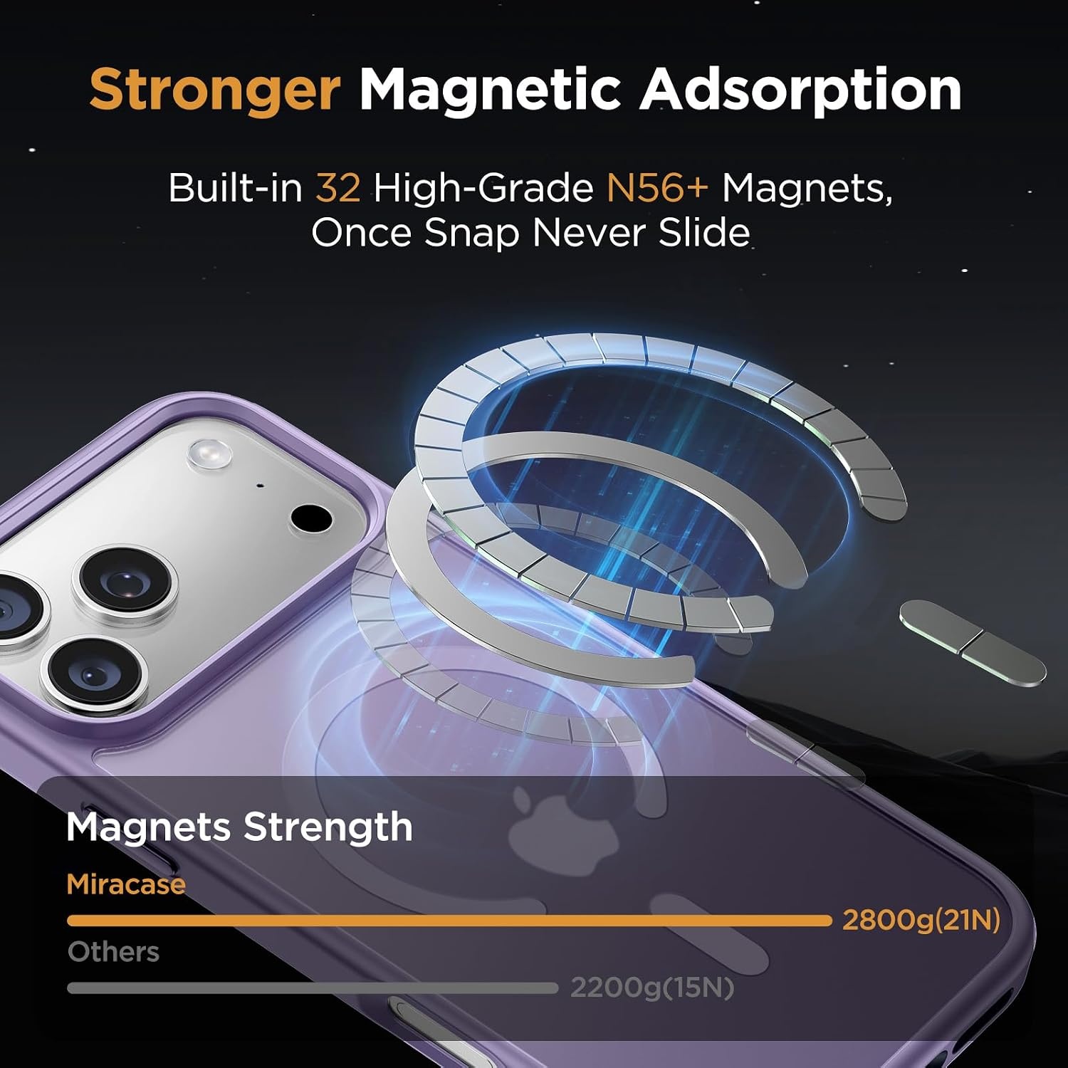 image:imageMiracase for iPhone 16 Pro Max Matte Series Case Magnetic LavenderPurple