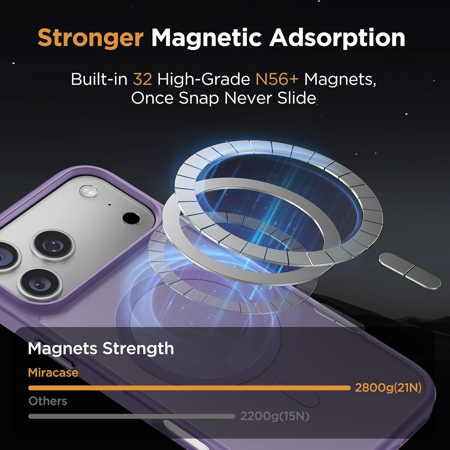 image:imageMiracase for iPhone 16 Pro Max Matte Series Case Magnetic LavenderPurple