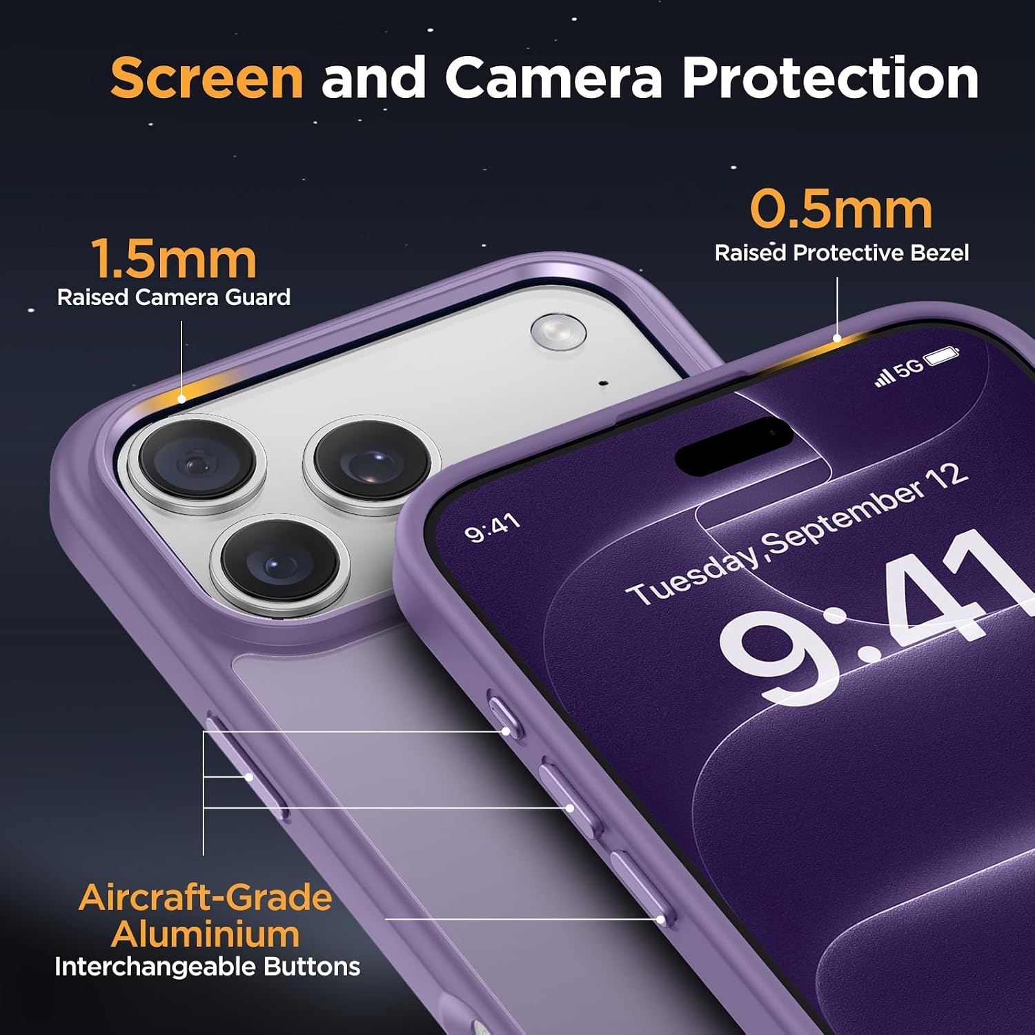 image:imageMiracase for iPhone 16 Pro Max Matte Series Case Magnetic LavenderPurple