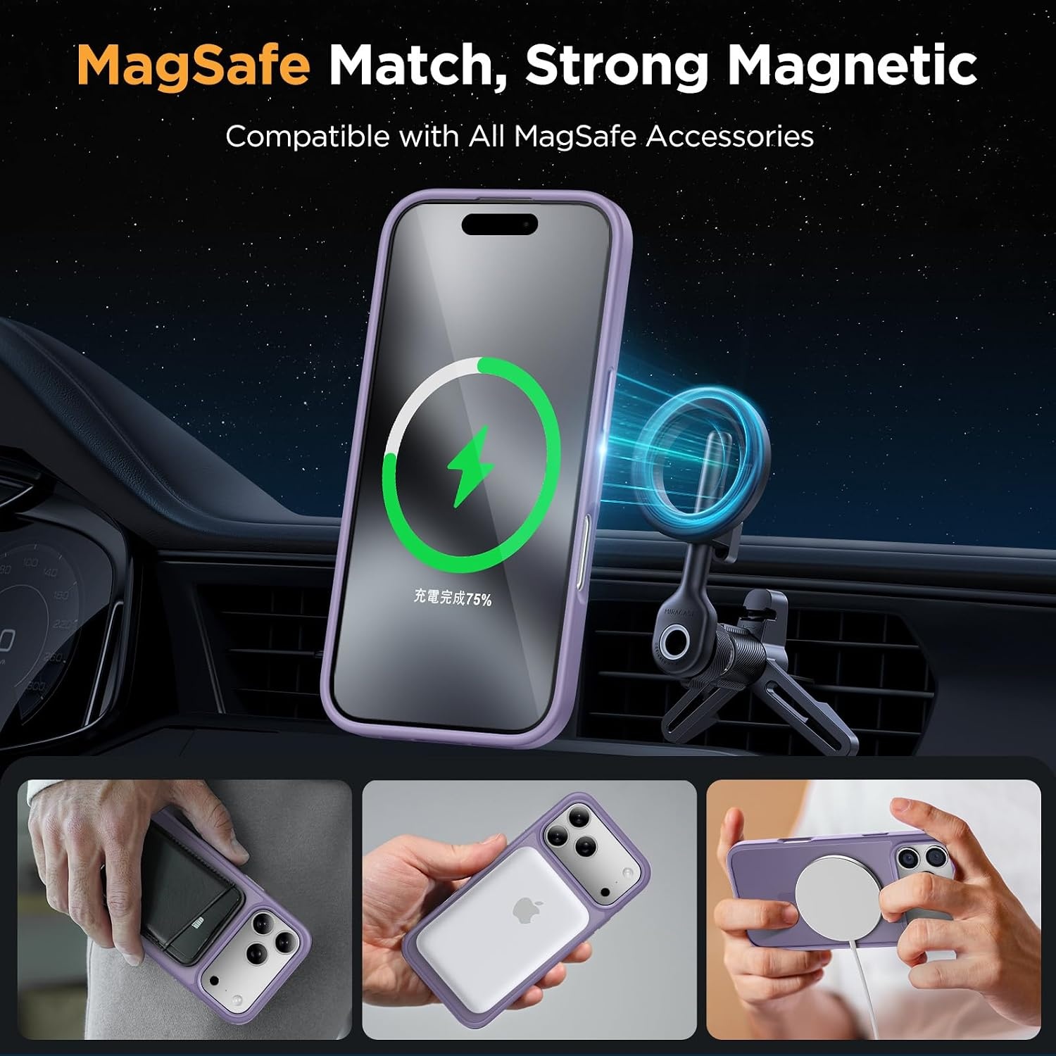 image:imageMiracase for iPhone 16 Pro Max Matte Series Case Magnetic LavenderPurple