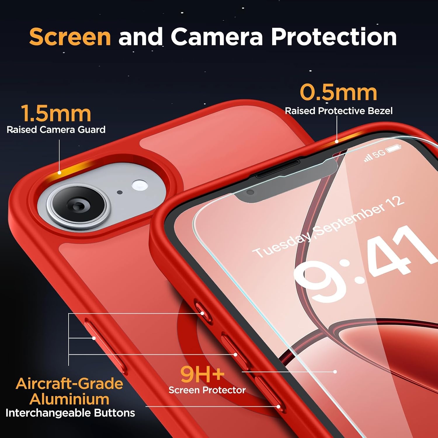 image:imageMiracase for iPhone 16 Pro Max Matte Series Case Magnetic LavenderRed