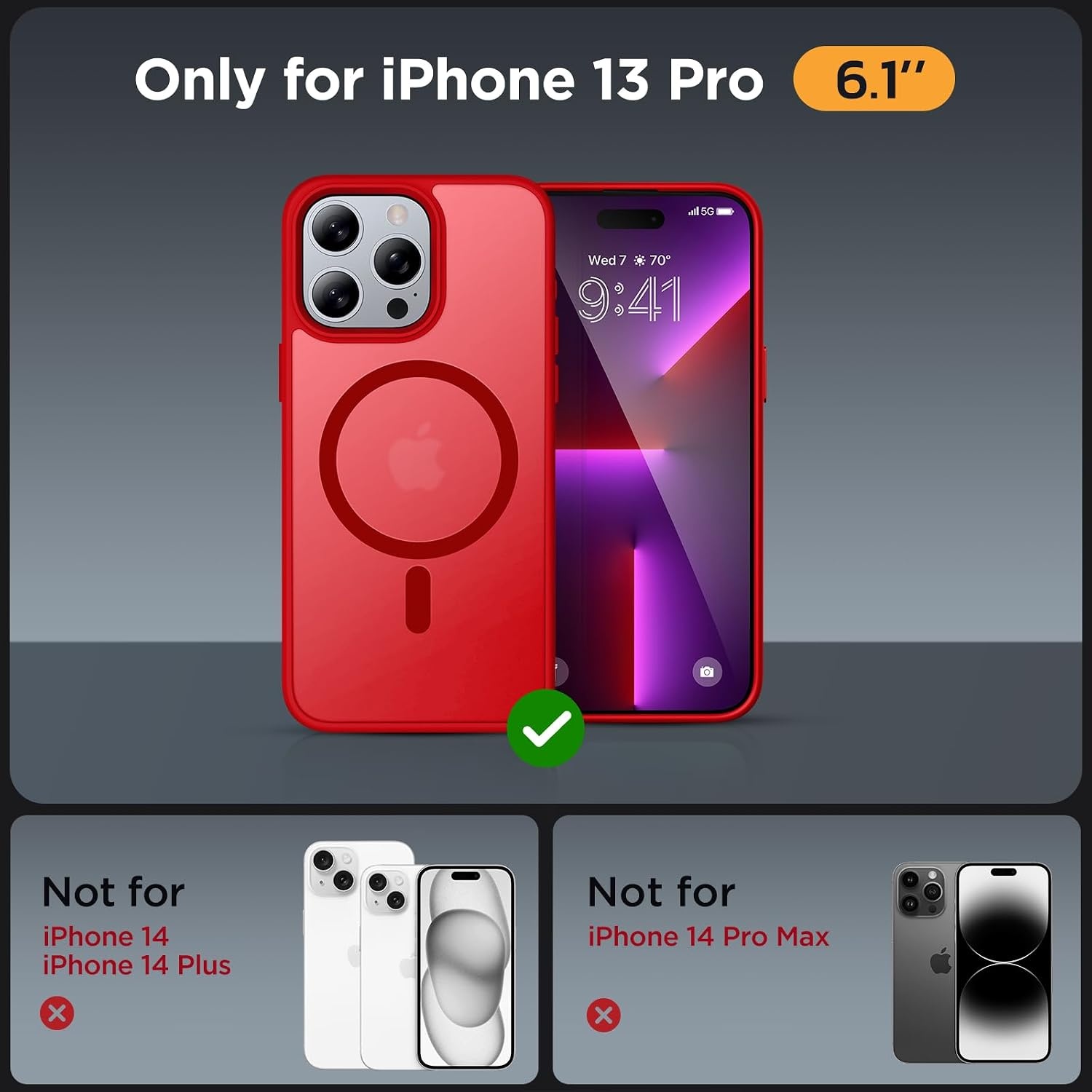 image:imageMiracase for iPhone 16 Pro Max Matte Series Case Magnetic LavenderRed